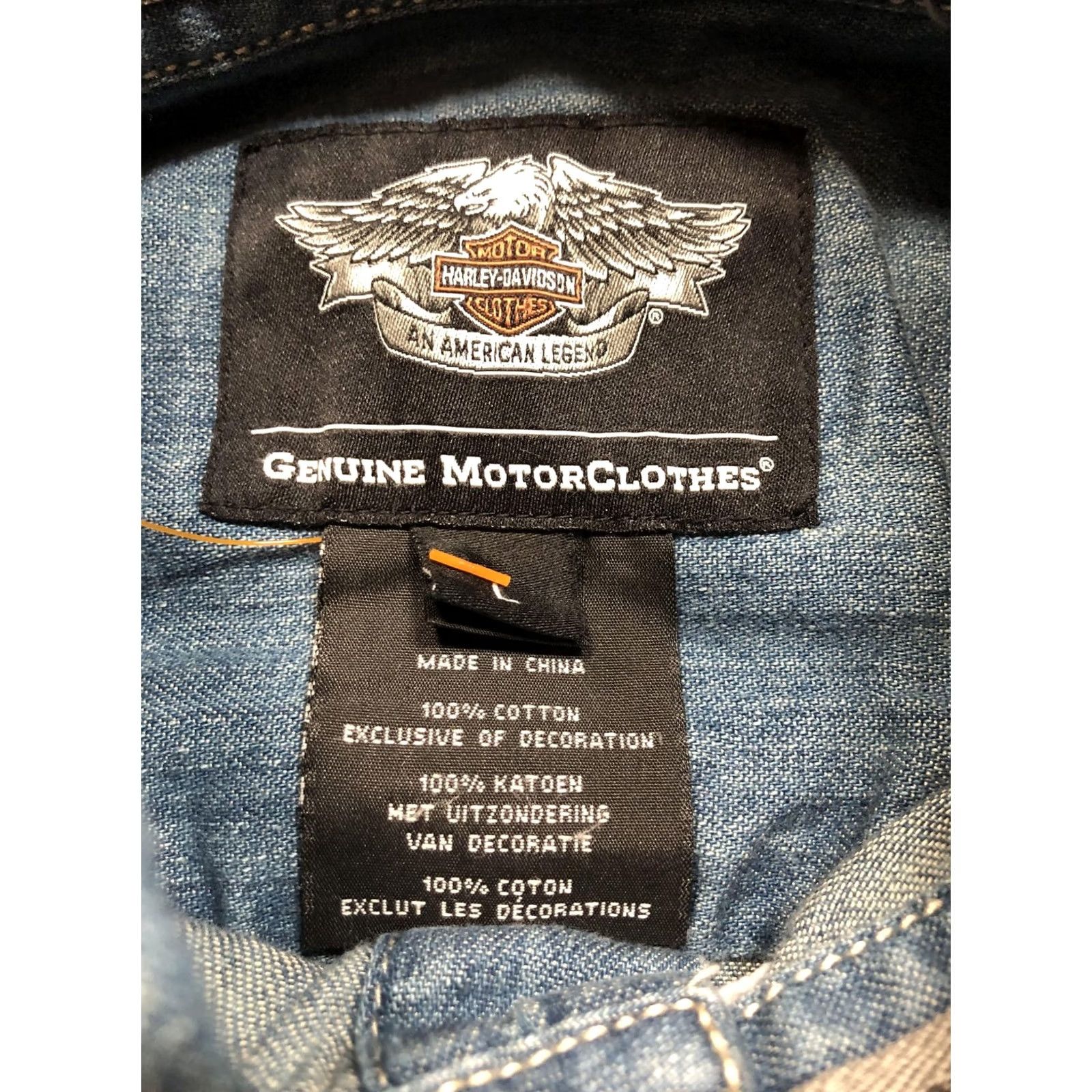 Harley Davidson Harley-Davidson Shirt Mens Large Denim Sleeveless Button-Up Bar & Shield Flames Embroidered Back Yoke Size US L / EU 52-54 / 3 - 7 Thumbnail