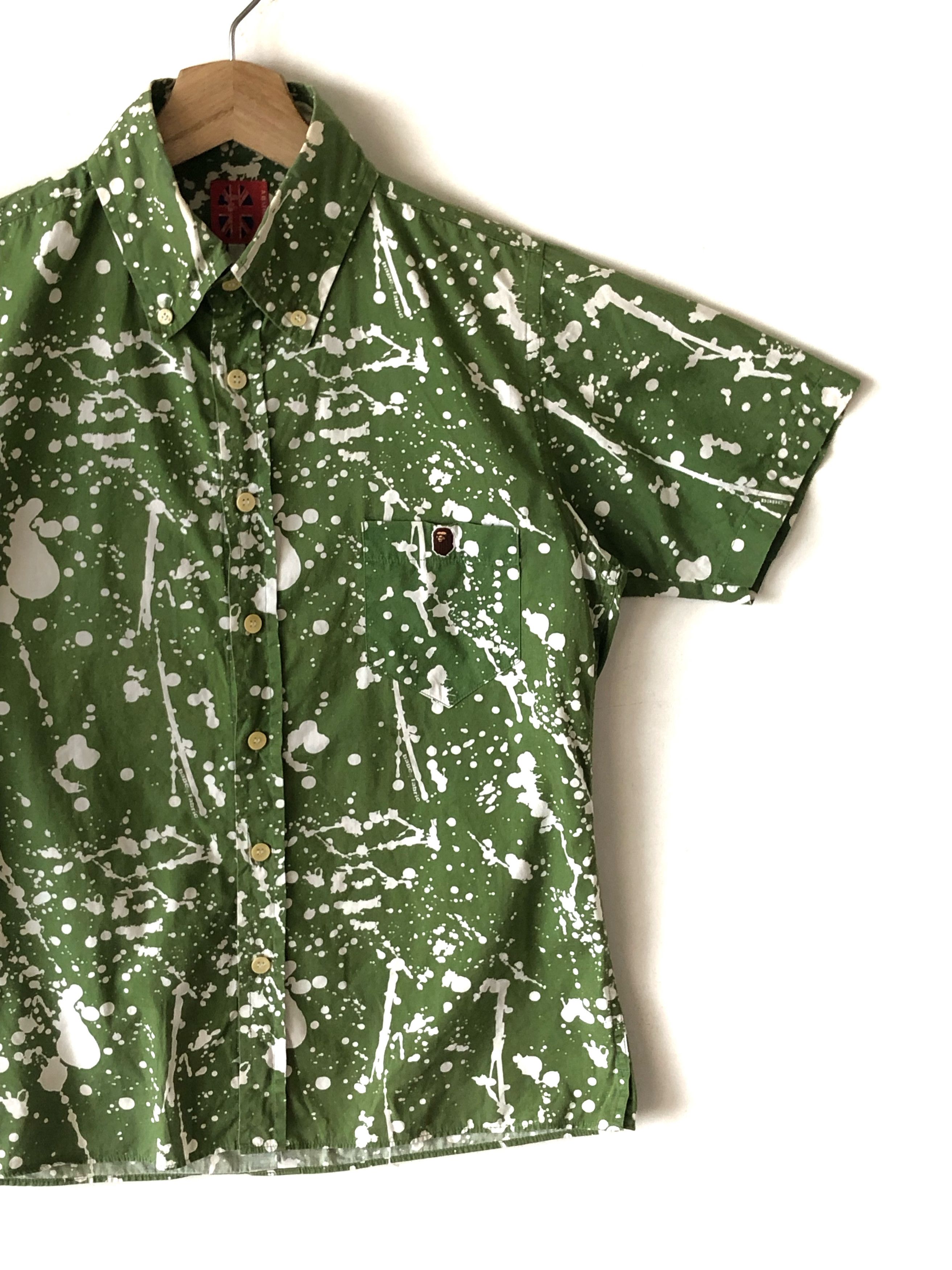 Bape RARE🔥BAPE PAINT SPLATTER GREEN BUTTON UPS XS Size US XS / EU 42 / 0 - 3 Thumbnail
