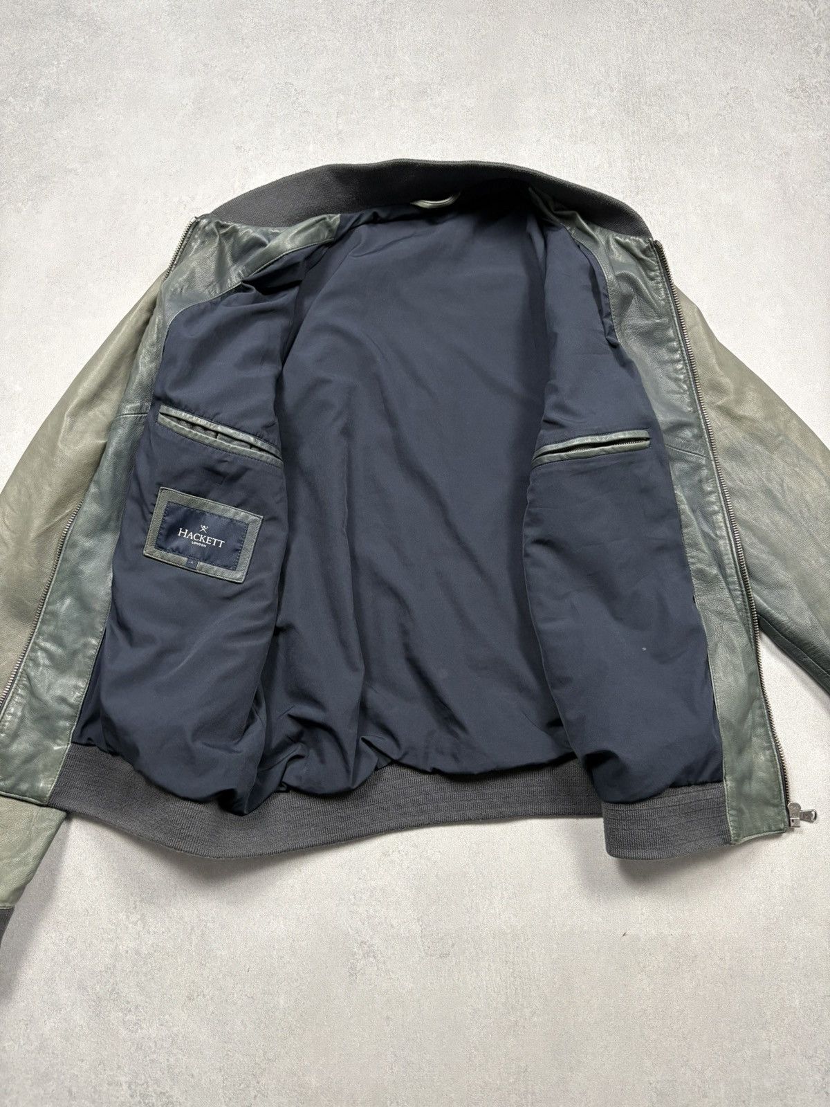 Hackett Hackett London Two-Tone Goat & Lamb Leather Bomber Jacket L Size US L / EU 52-54 / 3 - 15 Thumbnail