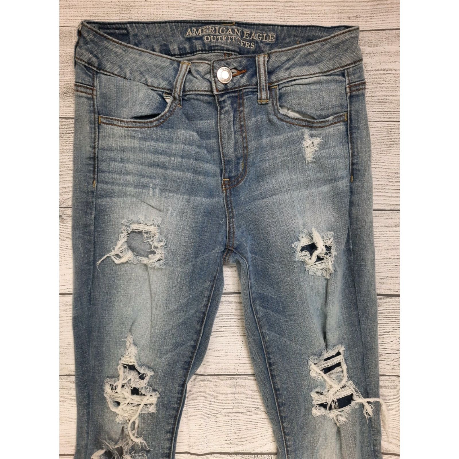 American Eagle Outfitters VINTAGE? No — American Eagle Outfitters Women's Jegging Crop Jeans Blue 5-Pocket Stretch High Rise Slim Size 4 Reg M4J Women Size 27" / US 4 / IT 40 - 7 Thumbnail