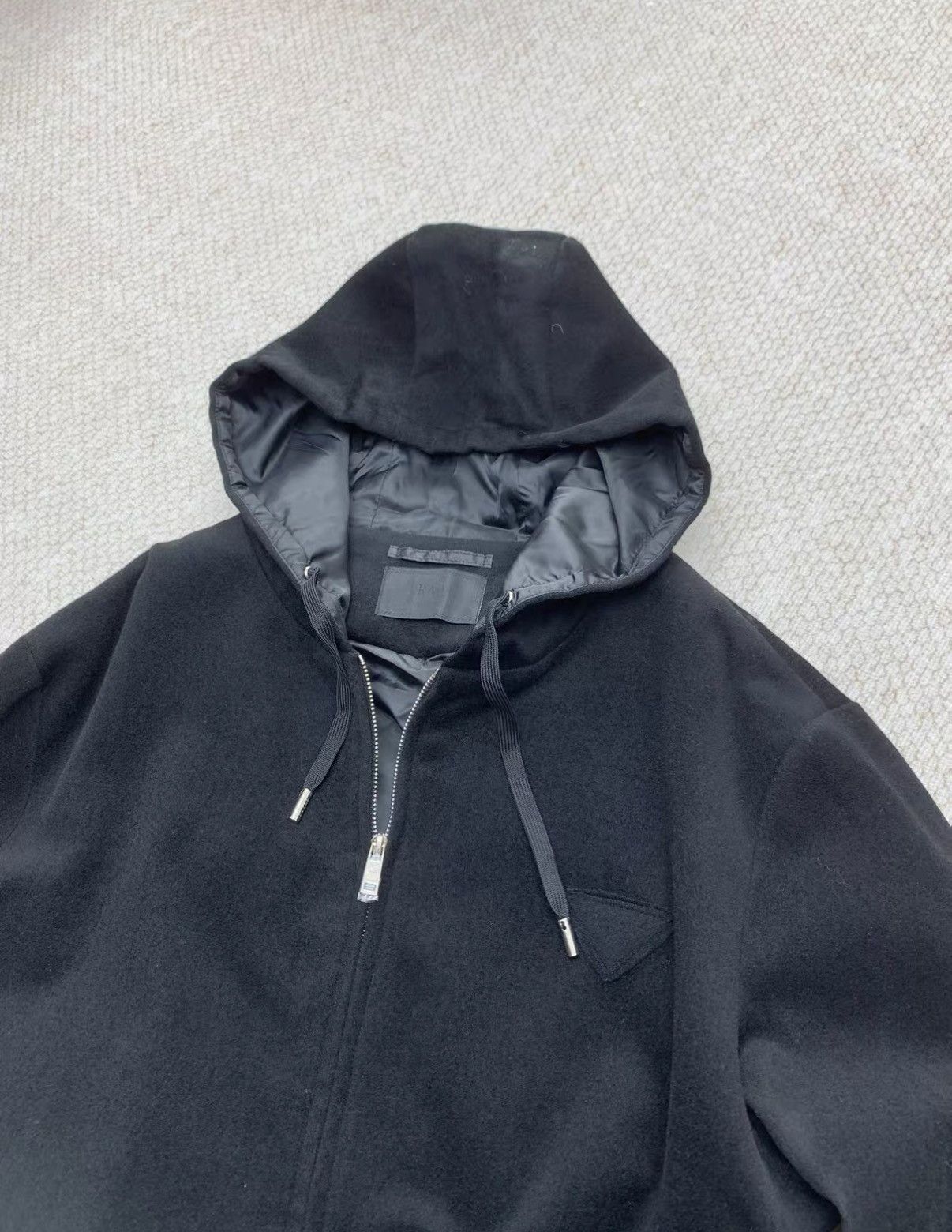 Prada PRADA Wool Texture Hooded Jacket with Triangle Size US L / EU 52-54 / 3 - 7 Thumbnail
