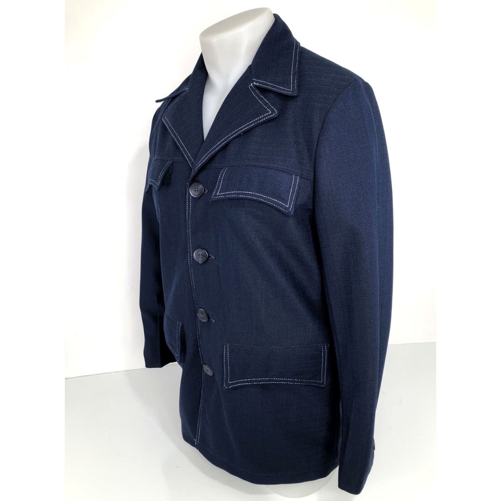 Vintage VINTAGE Awesome ANDERSON LITTLE 1960s Blazer Jacket Disco Leisure 38R Blue Polyester EXC Size 38R - 3 Thumbnail
