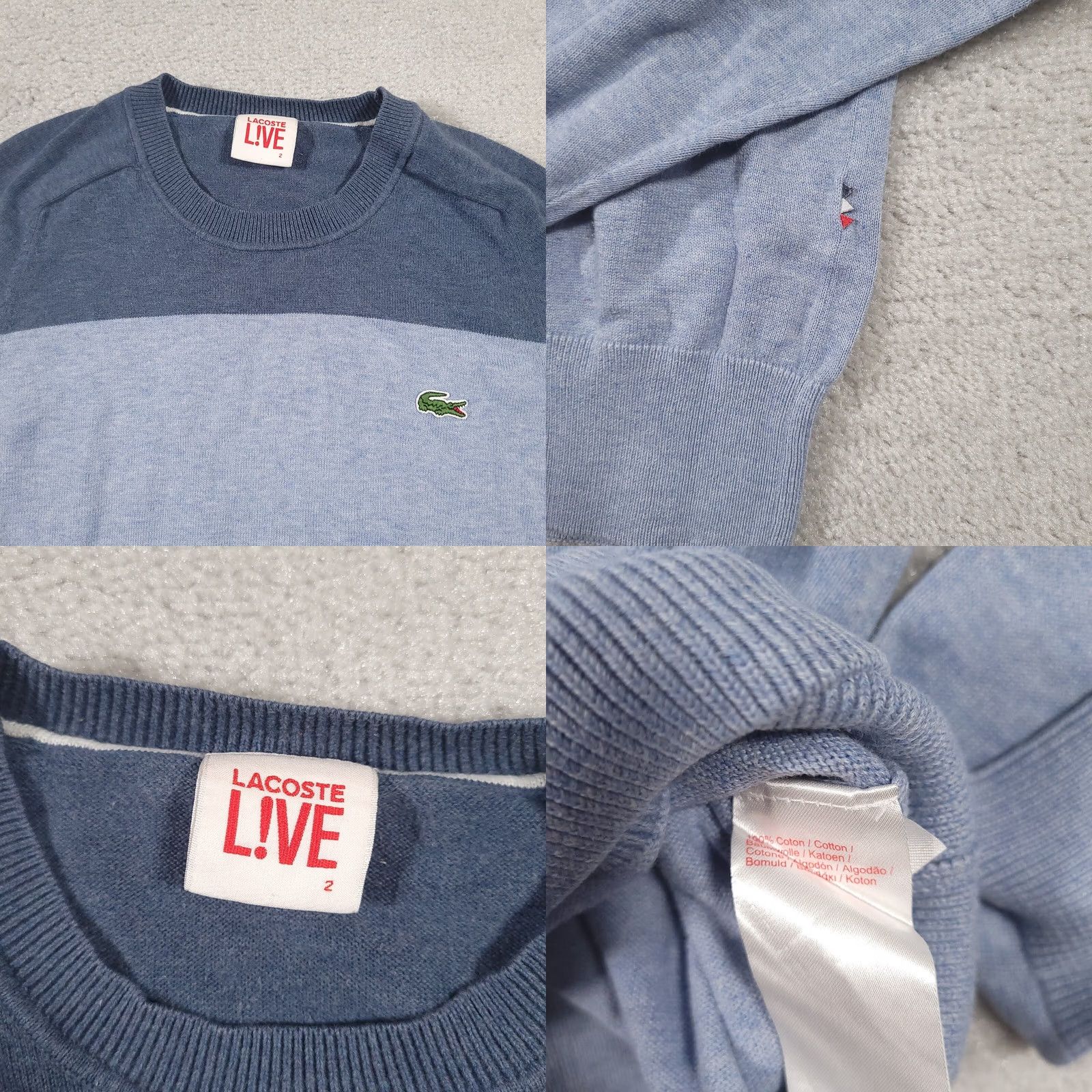 Lacoste Lacoste Live Sweater Crew Neck Colorblock Mens XS Blue Knit Pullover Size Regular Long Sleeve Size US XS / EU 42 / 0 - 8 Thumbnail