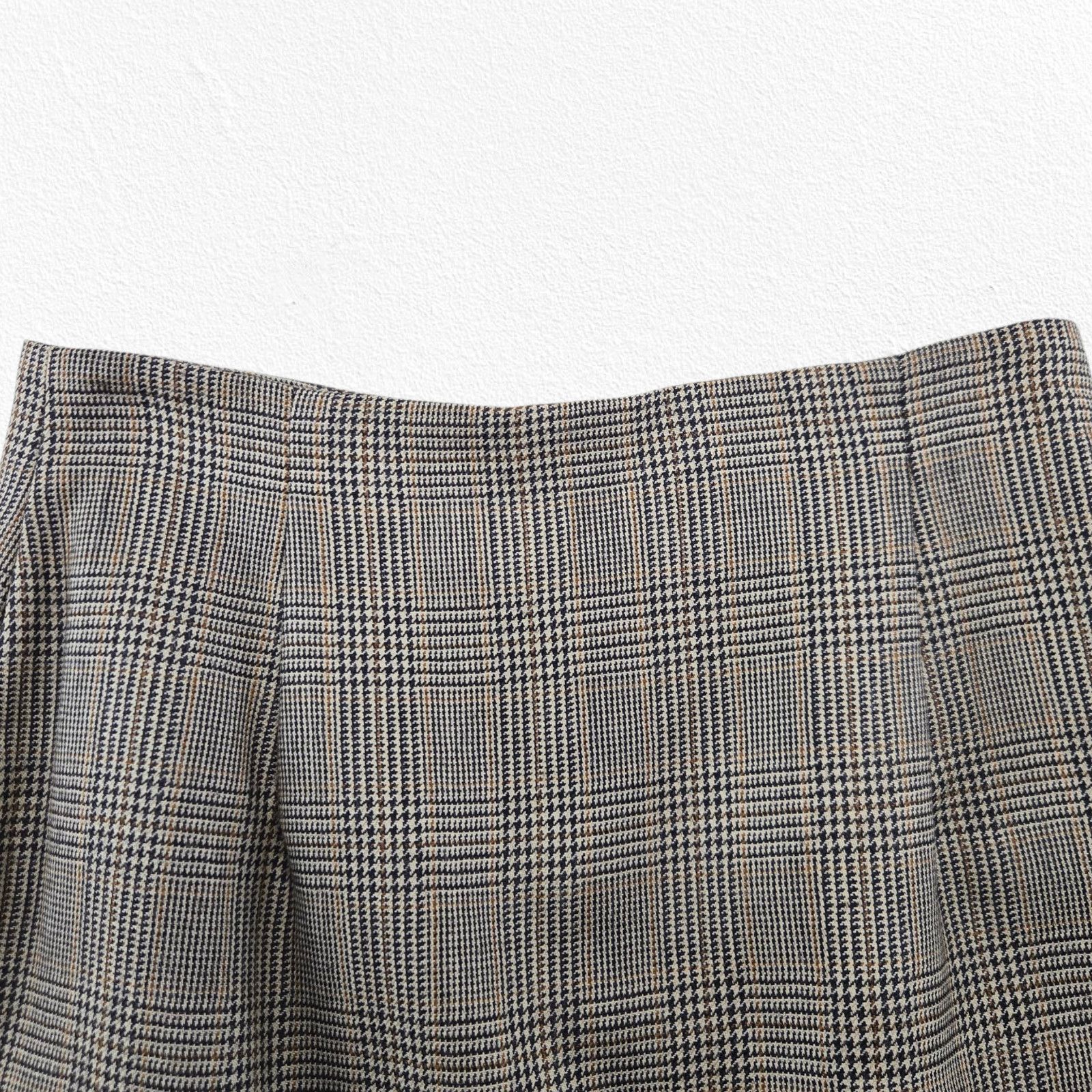 Halston Halston Glen Check Wool Plaid Straight A-Line Skirt Size 10 Size 32" / US 10 / IT 46 - 3 Thumbnail