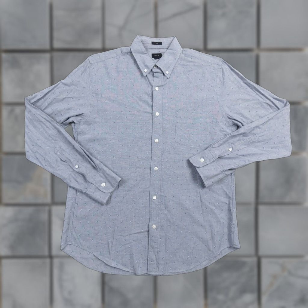 J.Crew J.CREW Men's Button-Up Shirt Medium Blue Long Sleeve Slim Fit Collared Solid Casual Workwear Size US M / EU 48-50 / 2 - 1 Thumbnail