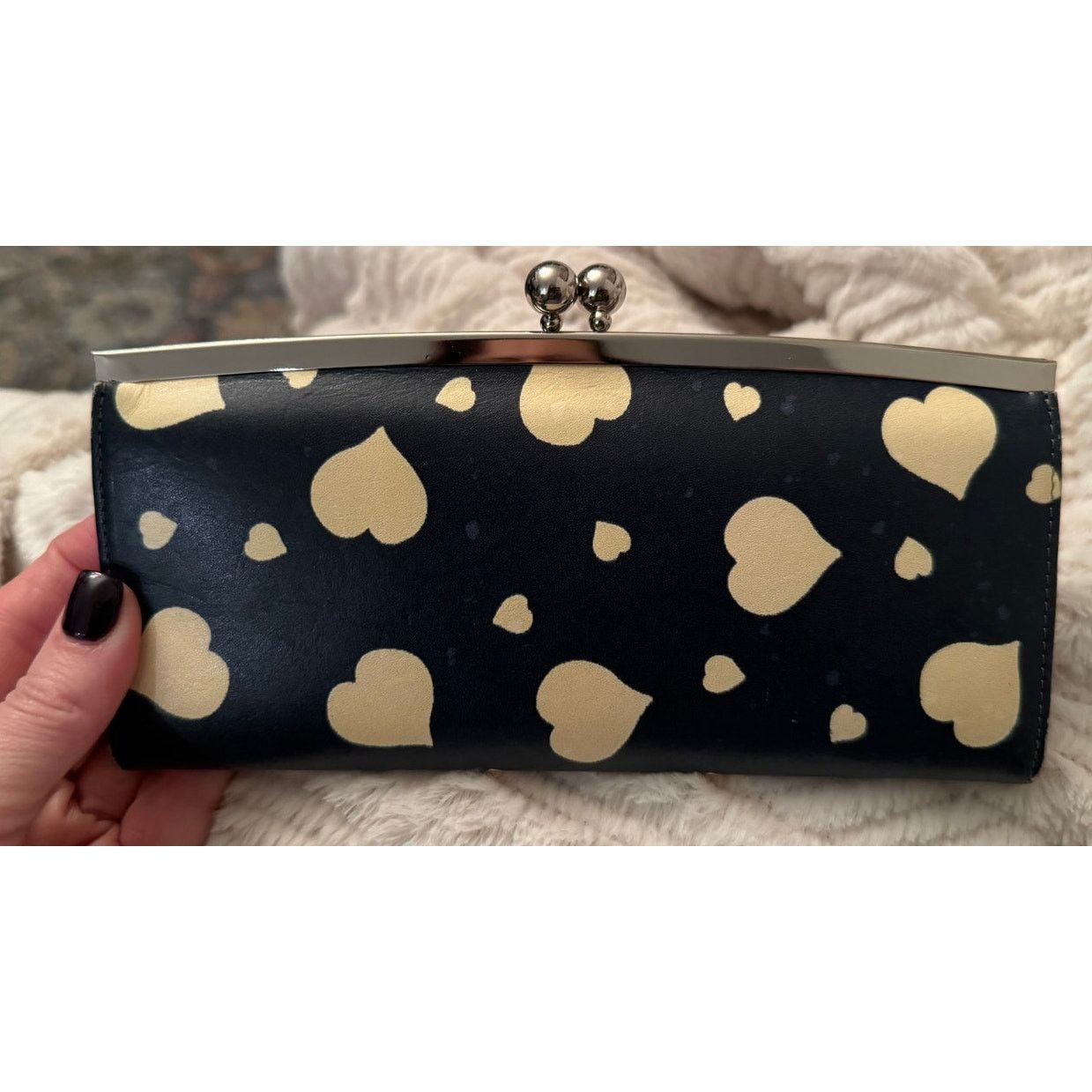 Paul Smith PAUL SMITH Black Yellow Heart Print Kiss Lock Clutch Bag Size ONE SIZE - 1 Thumbnail