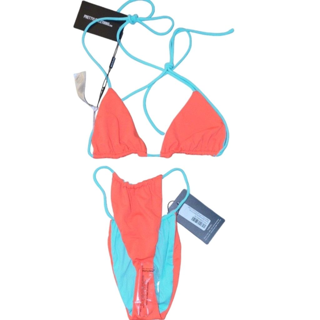 Other Prettylittlething Blue Orange Revers Rib Bikini Set Size 6 Size ONE SIZE - 3 Thumbnail