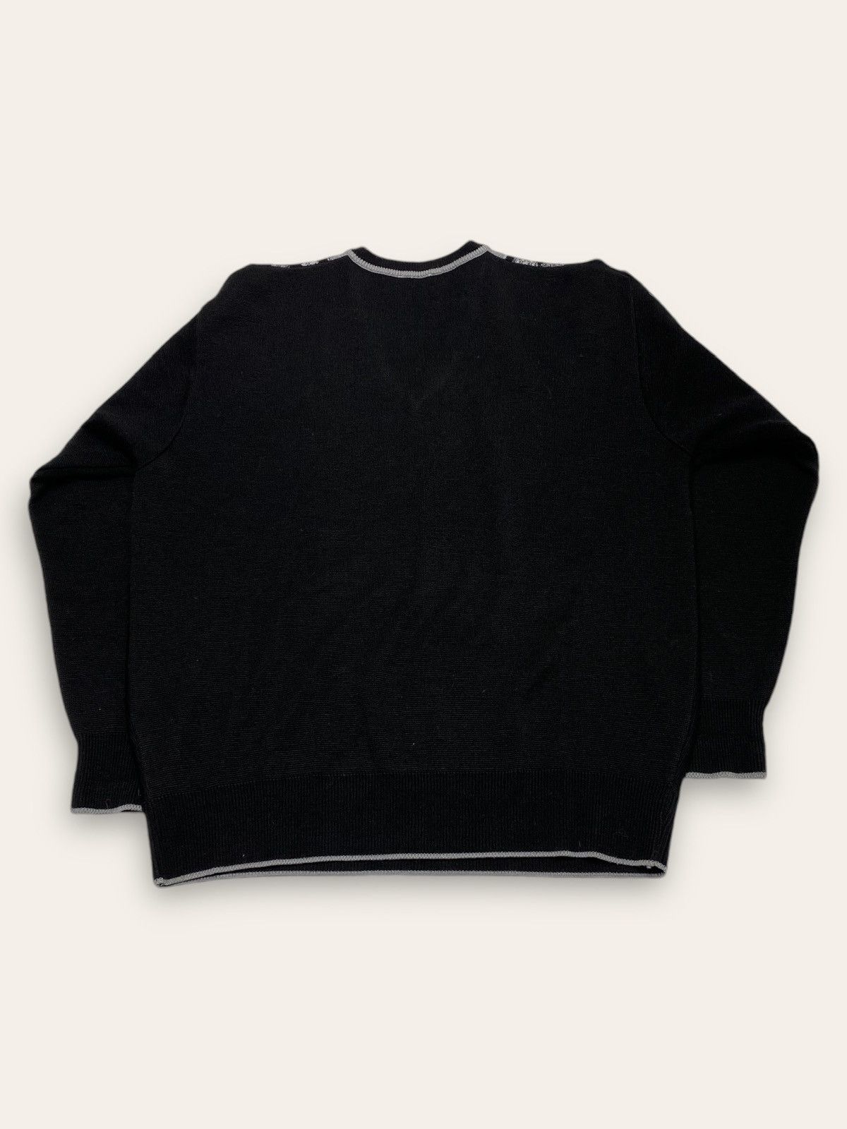 Vintage 90s Vintage GABICCI Warm Wool Black White V Neck Sweater Size US XL / EU 56 / 4 - 6 Thumbnail