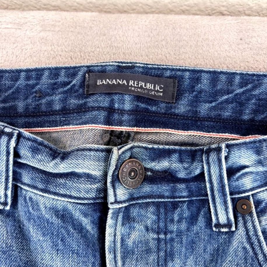 Banana Republic Banana Republic Premium Patchwork Distressed Selvedge Jeans Blue Men 34x34 Slim Mid Rise 5-Pocket Denim Slimming Casual Cowboy Style Shirts? Size US 33 - 3 Thumbnail