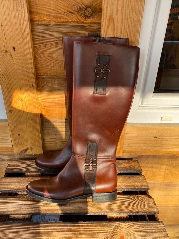 Cole Haan Brown leather boots in an equestrian/horse riding style Size US 7.5 / IT 37.5 - 2 Thumbnail