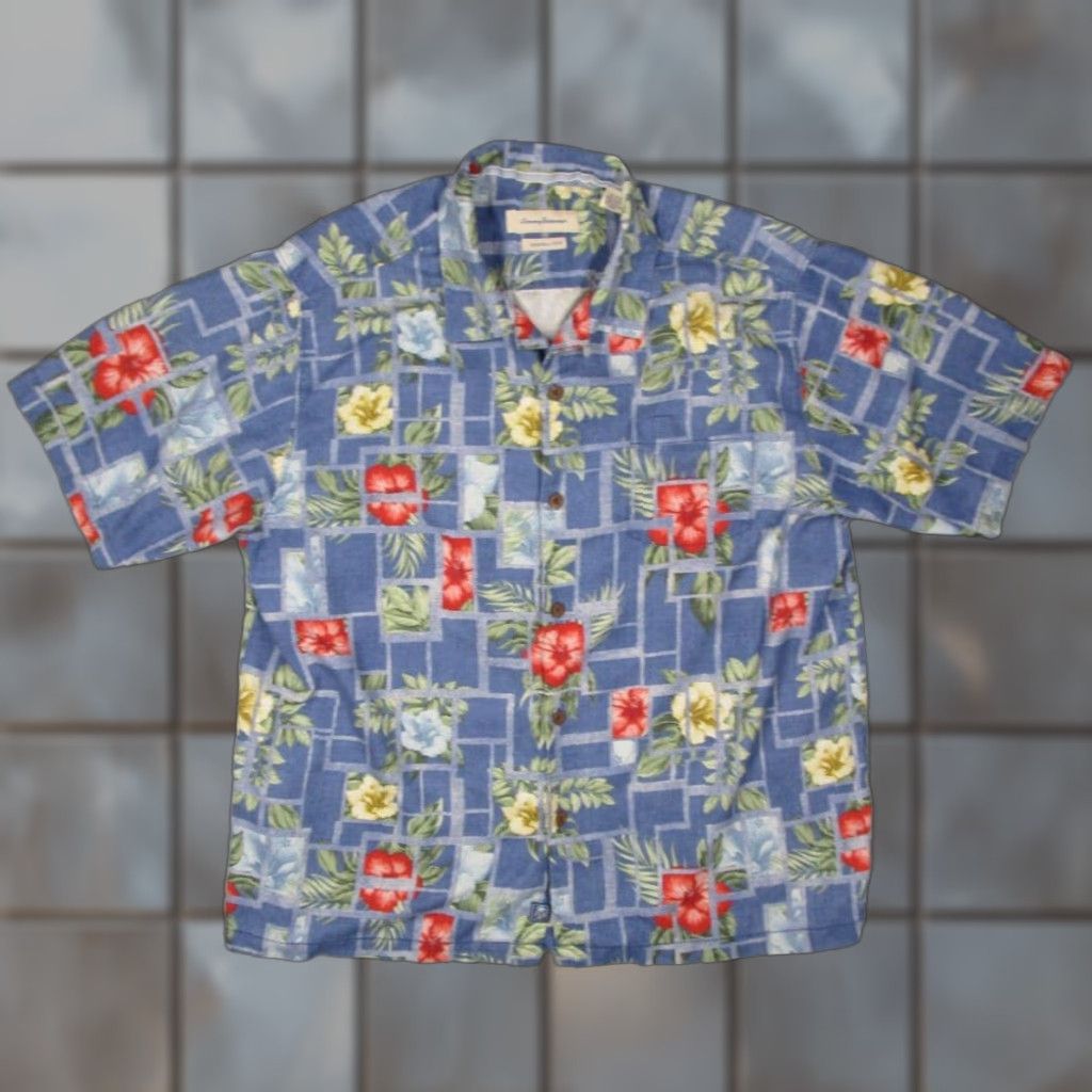 Tommy Bahama Tommy Bahama Hawaiian Shirt Mens XL Blue Floral Silk Button-Up Short Sleeve Tiki Retro Beach Size US XL / EU 56 / 4 - 1 Thumbnail