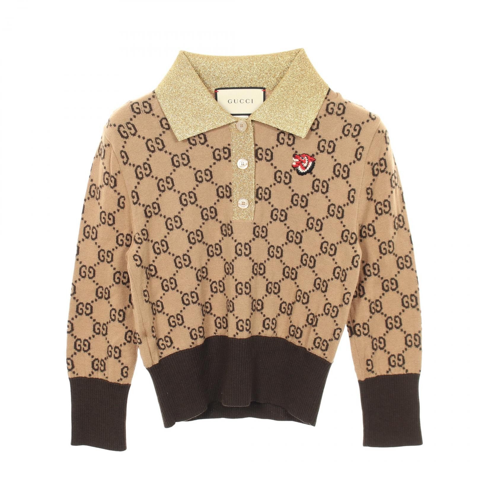Gucci Gucci Gucci GG Pattern Wool Knit Top Textile Tops DUTY FREE for USA Size ONE SIZE - 1 Thumbnail