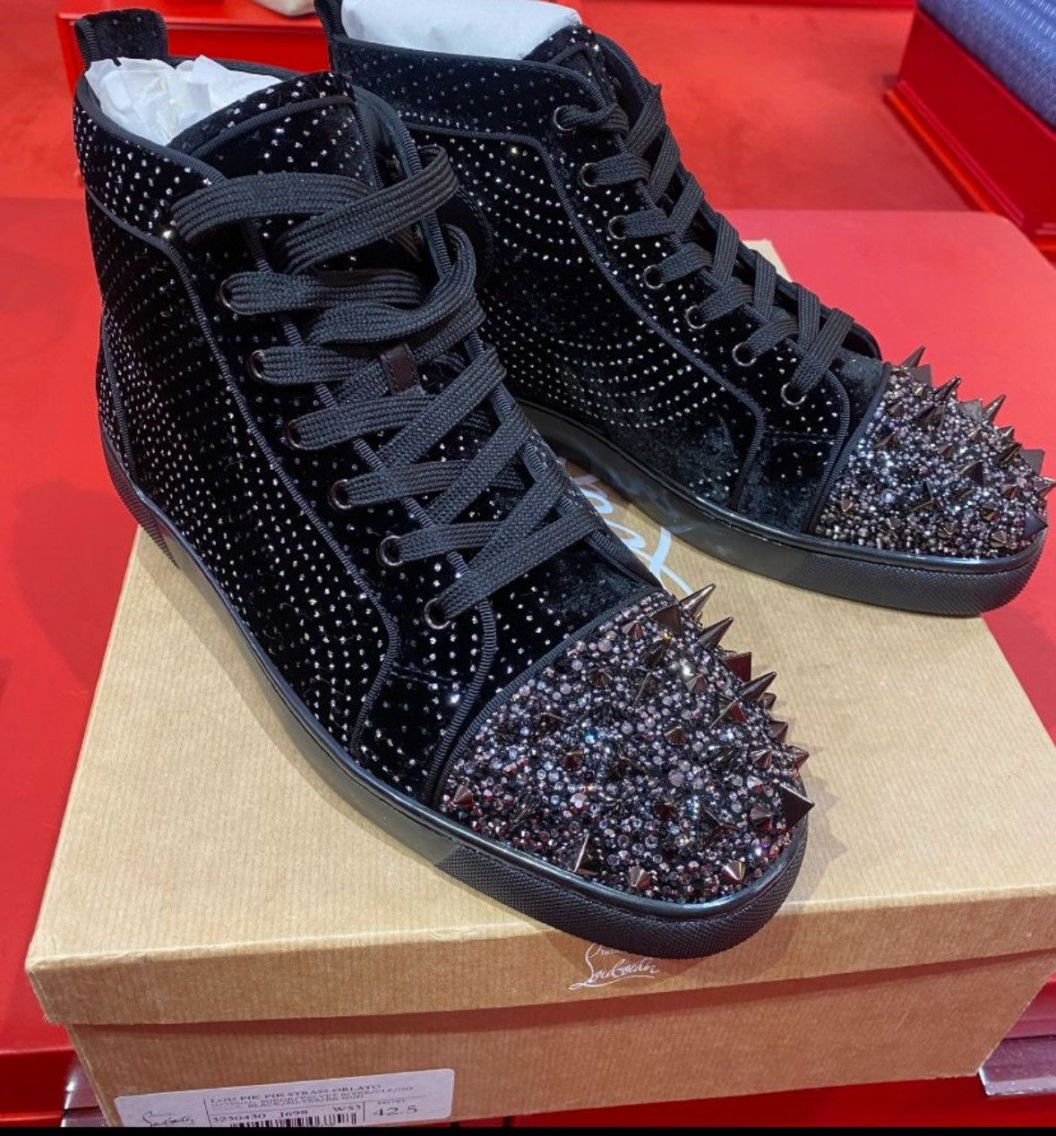 Christian Louboutin oc11z0325 Lou Pik Pik Strass Orlato Flat in Black Size US 8.5 / EU 41-42 - 2 Thumbnail