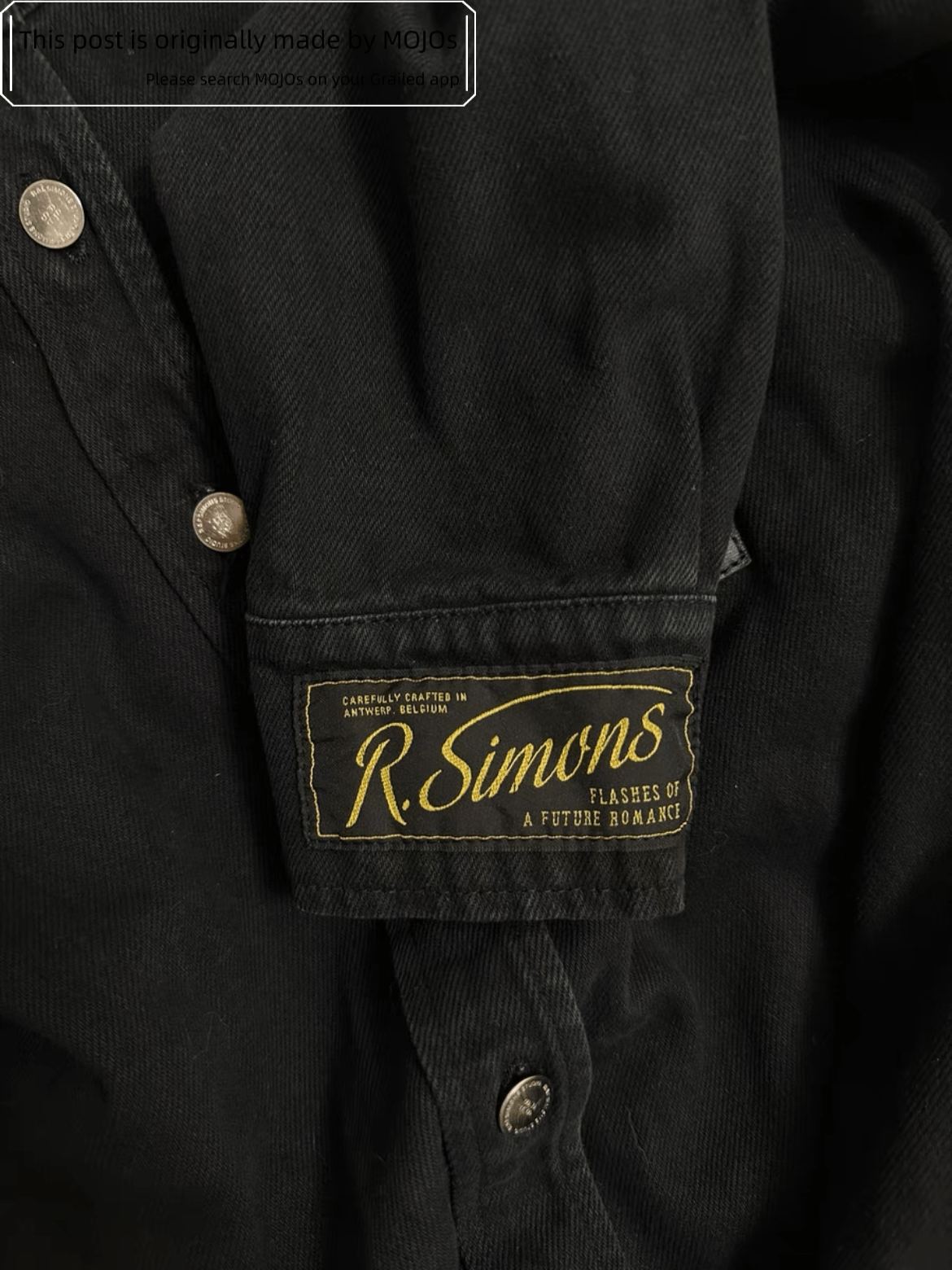 M*o様 2022AW raf simmons シャツジャケット RAF SIMONS OVERSIZED DENIM SHIRT W/LEATHER PATCH - BLACK