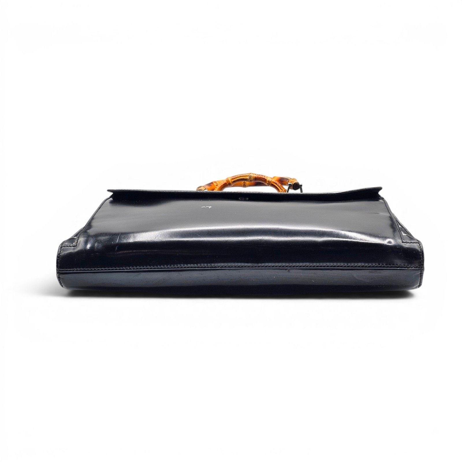 Gucci Vintage Bamboo Top-Handle Briefcase Attache Black Leather Size ONE SIZE - 3 Thumbnail