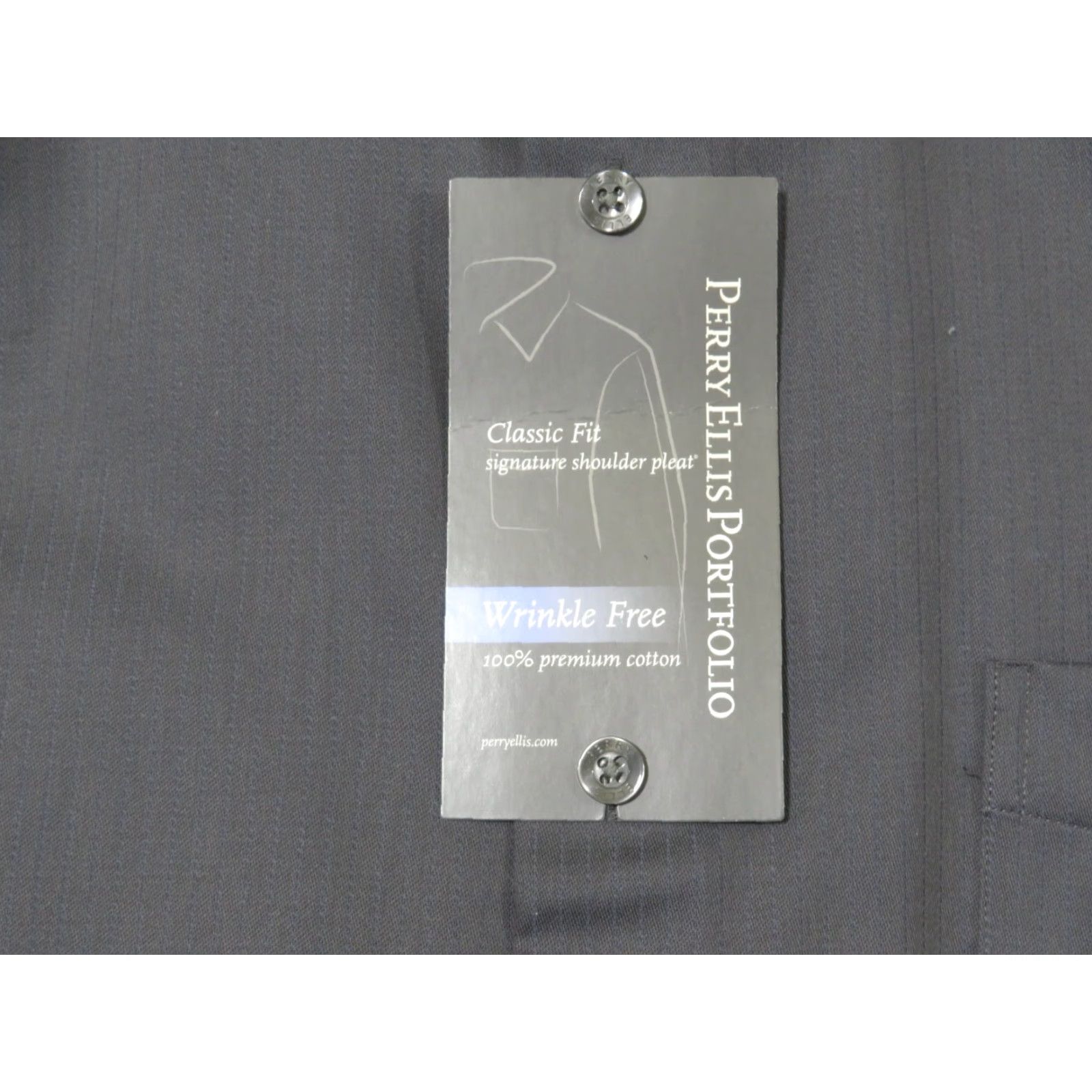 Perry Ellis Perry Ellis Gray Cotton Slim Fit Button-Down Shirt XL Mens NWT Size US XL / EU 56 / 4 - 4 Thumbnail