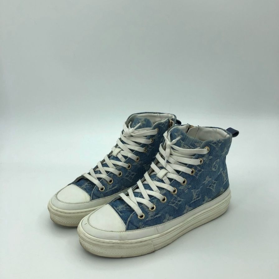 Louis Vuitton Louis Vuitton Lv 36 Denim Blue High Top Sneakers W/ White So Size US 6 / IT 36 - 1 Thumbnail