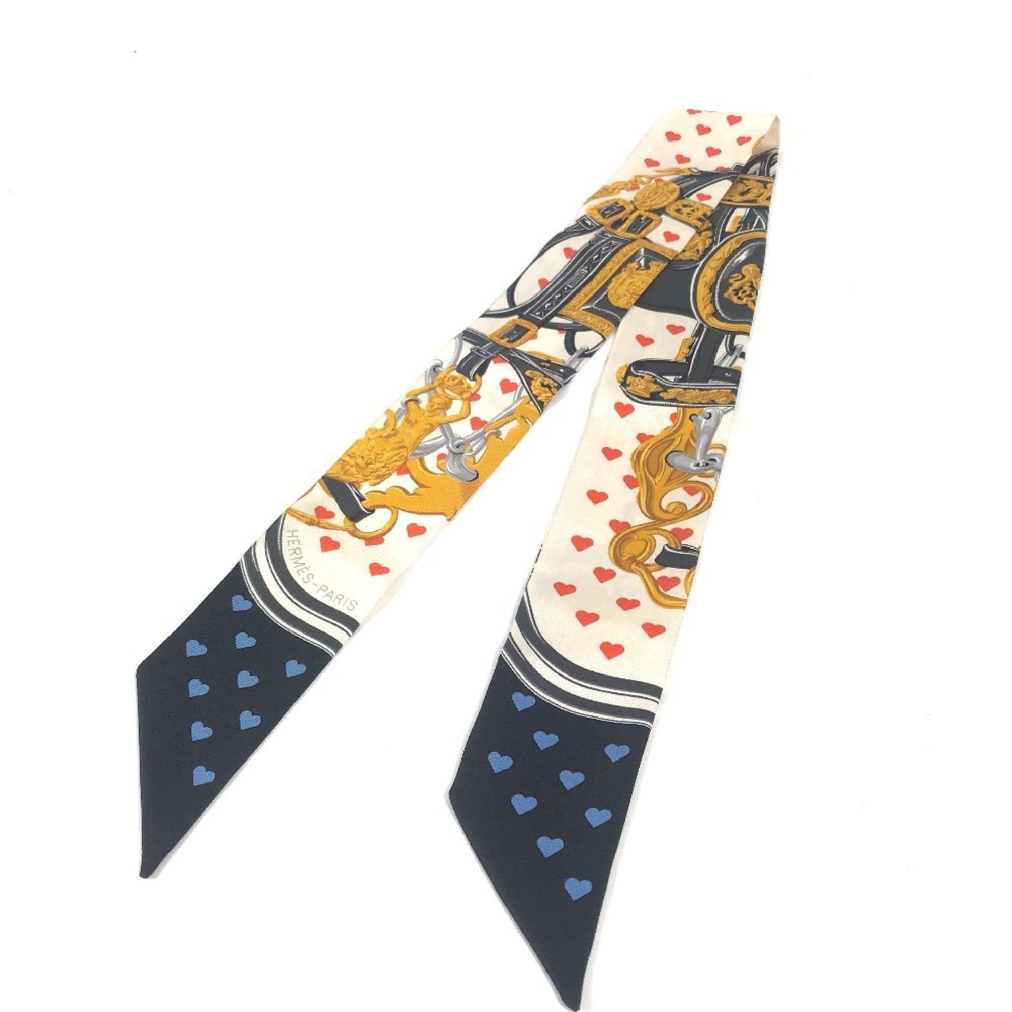 HERMES Twilly Bride de Gala Love Heart Scarf Silk Women's Orange