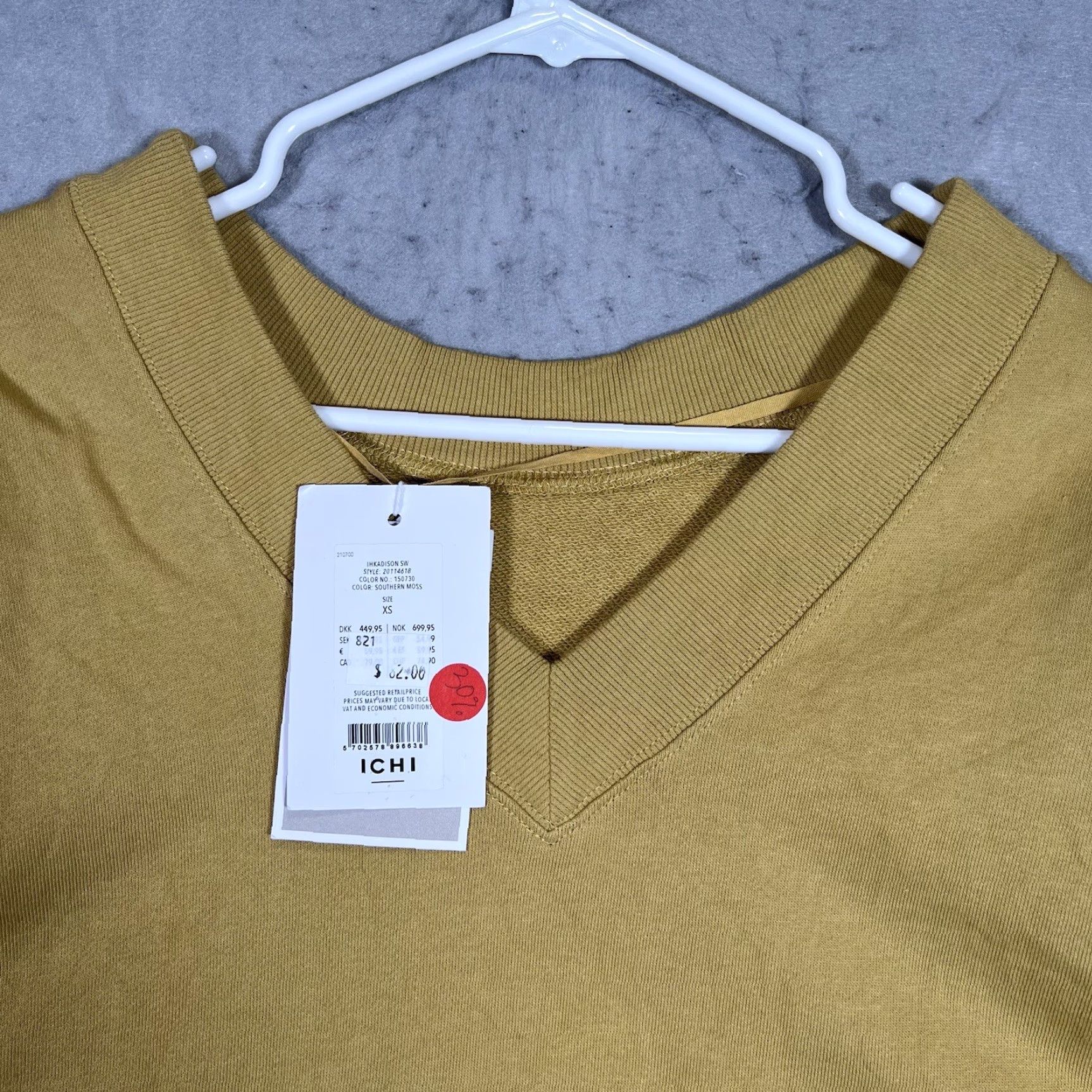 Vintage A1 ICHI V Neck Sweater Sweatshirt Womens XS Yellow Gold Pullover Size XS / US 0-2 / IT 36-38 - 4 Thumbnail