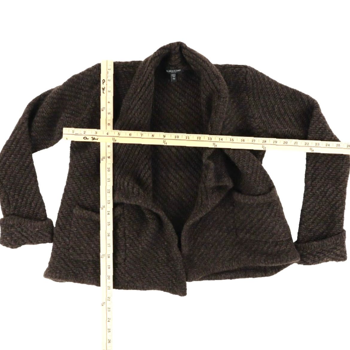 Eileen Fisher Eileen Fisher Open Front Wool Cardigan Sweatshirt Brown Women's PM Shirt Size M / US 6-8 / IT 42-44 - 2 Thumbnail