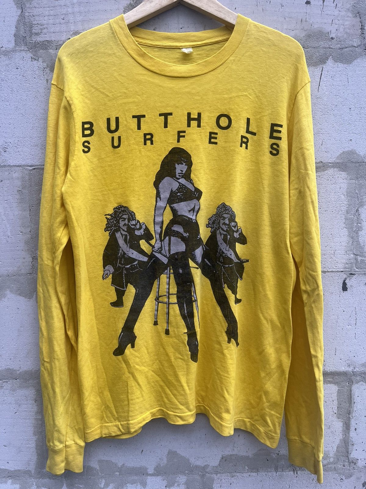 image of Band Tees x Good Music Merchandise Vintage Butthole Surfers Kozik Hollywood Palladium ‘89 in Yellow
