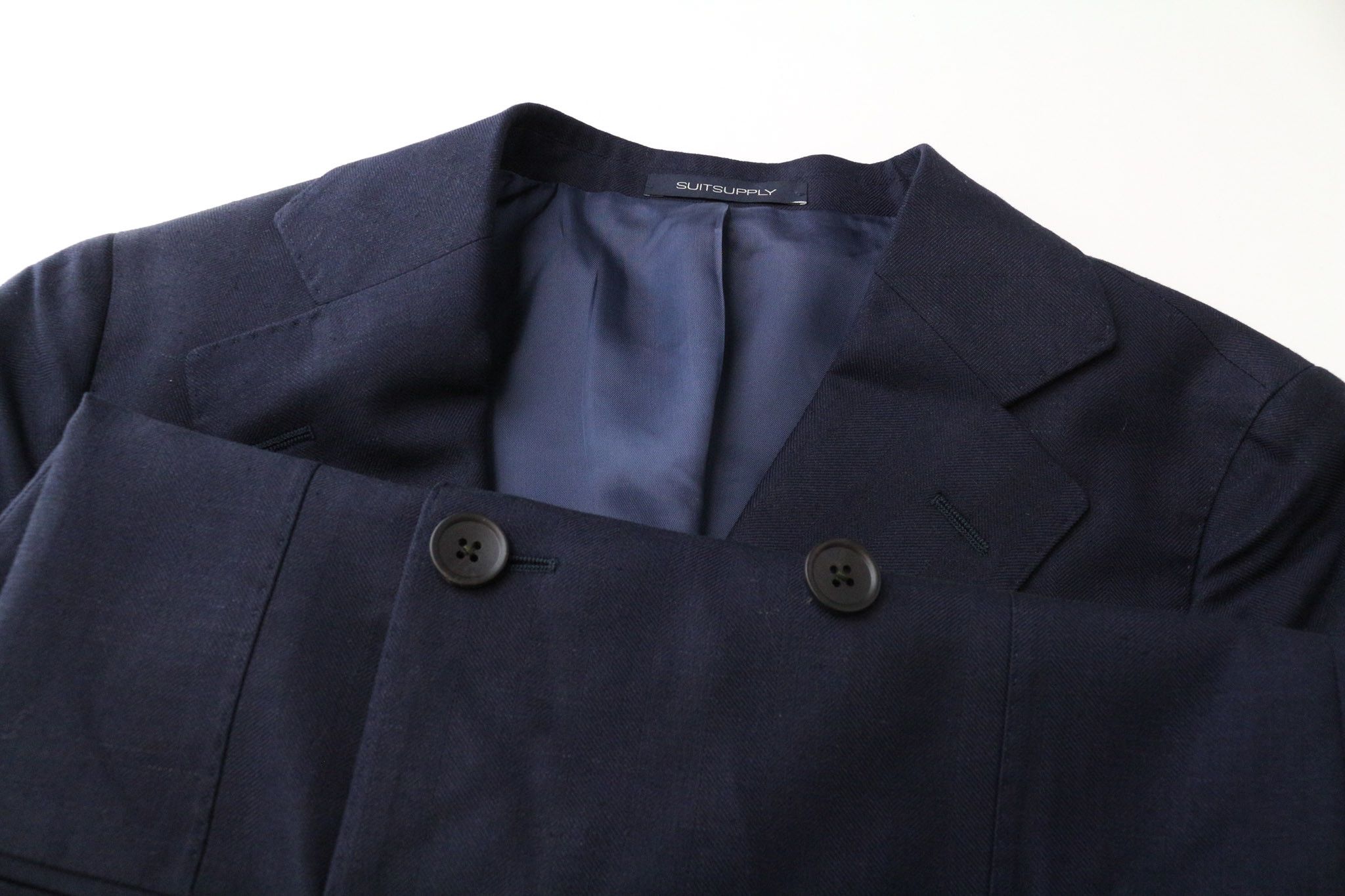 Suitsupply LA SPALLA UK32R Blue Wool Silk Linen Suit 74636 Size 34S - 6 Thumbnail