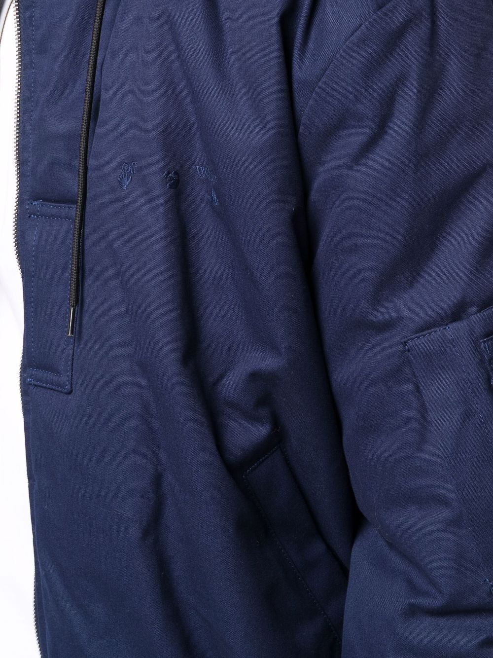 Off-White o1y0225 Bomber Hooded Jacket in Navy Blue Size US M / EU 48-50 / 2 - 2 Thumbnail