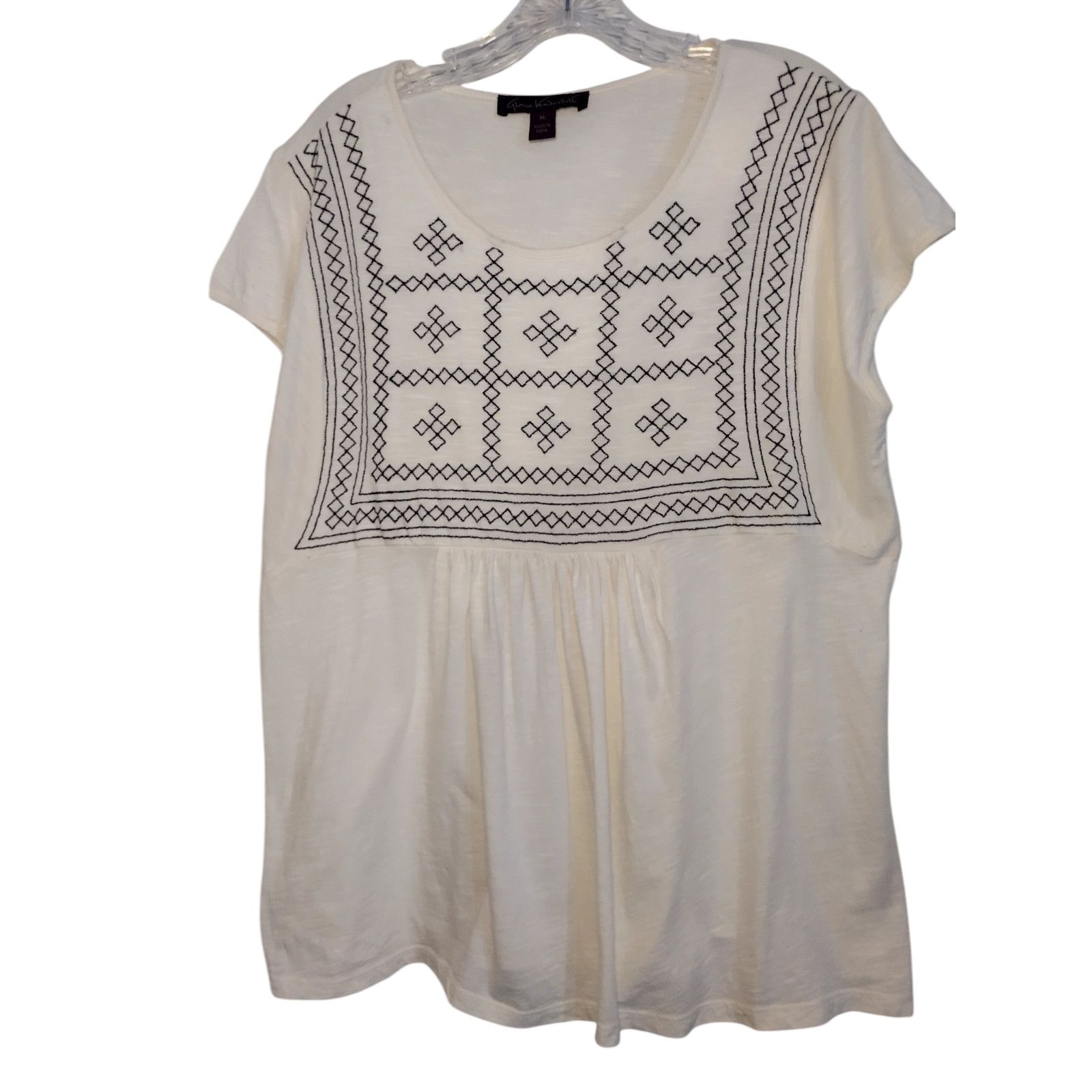 Gloria Vanderbilt Gloria Vanderbilt Womens Short Sleeve Tunic Embroidery Sz XL Size XL / US 12-14 / IT 48-50 - 5 Thumbnail