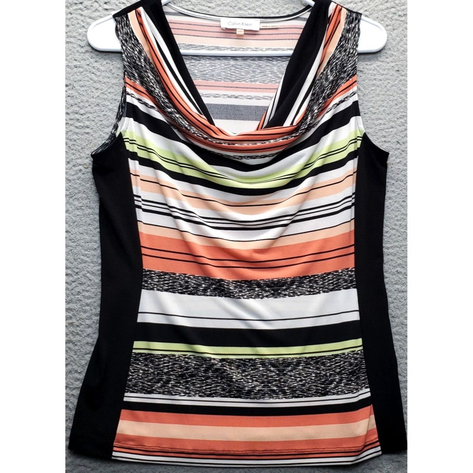 Calvin Klein Calvin Klein Tank Top Womens XS Multicolor Striped Stretch Sleeveless Cowl Neck Tank Shirt Womens XS Multicolor Striped Stretch Sleeveless Cowl Neck Size XS / US 0-2 / IT 36-38 - 2 Thumbnail