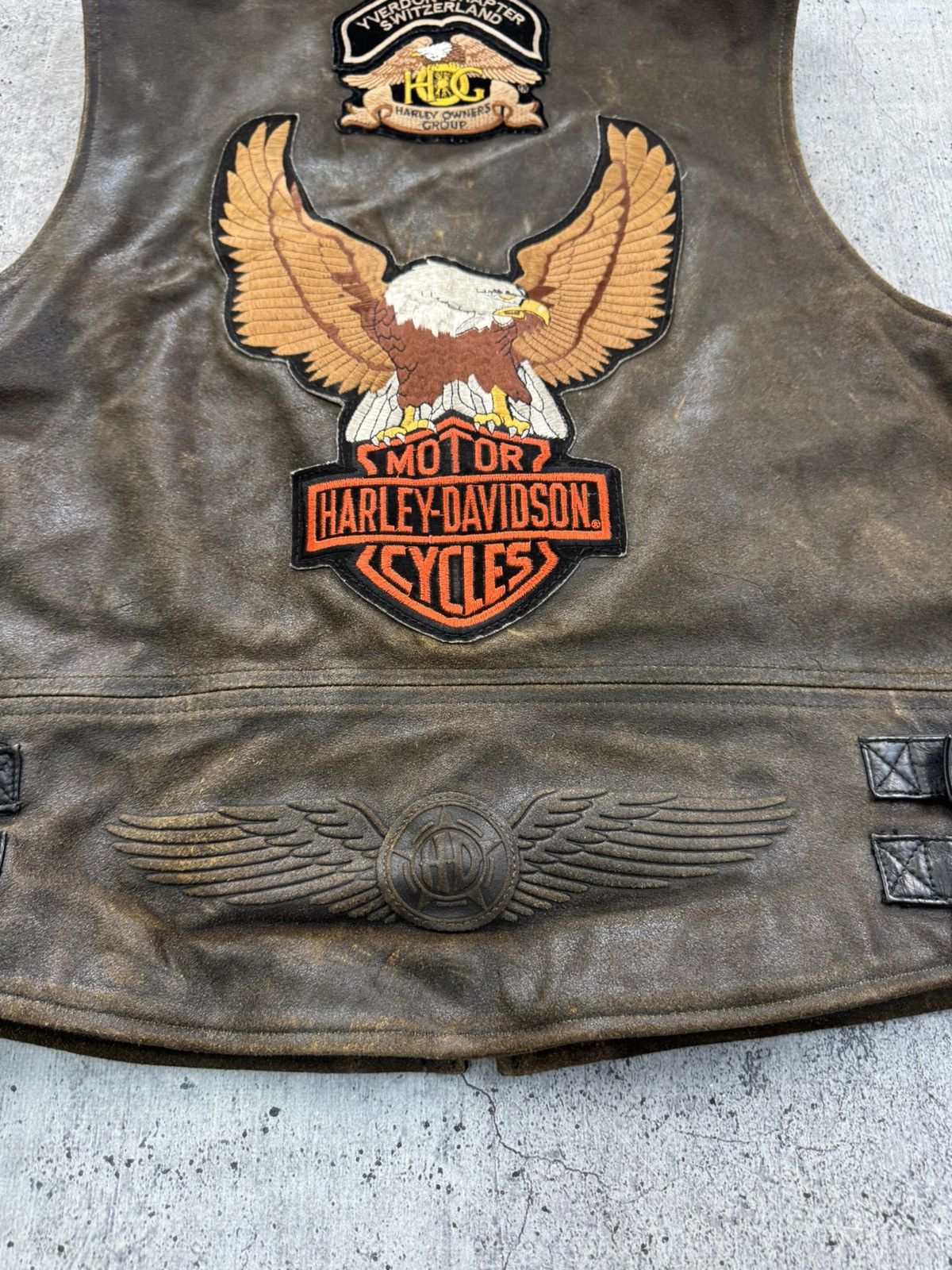 Harley Davidson RARE Vintage 90s Harley Davidson Leather Vest Size US L / EU 52-54 / 3 - 10 Thumbnail