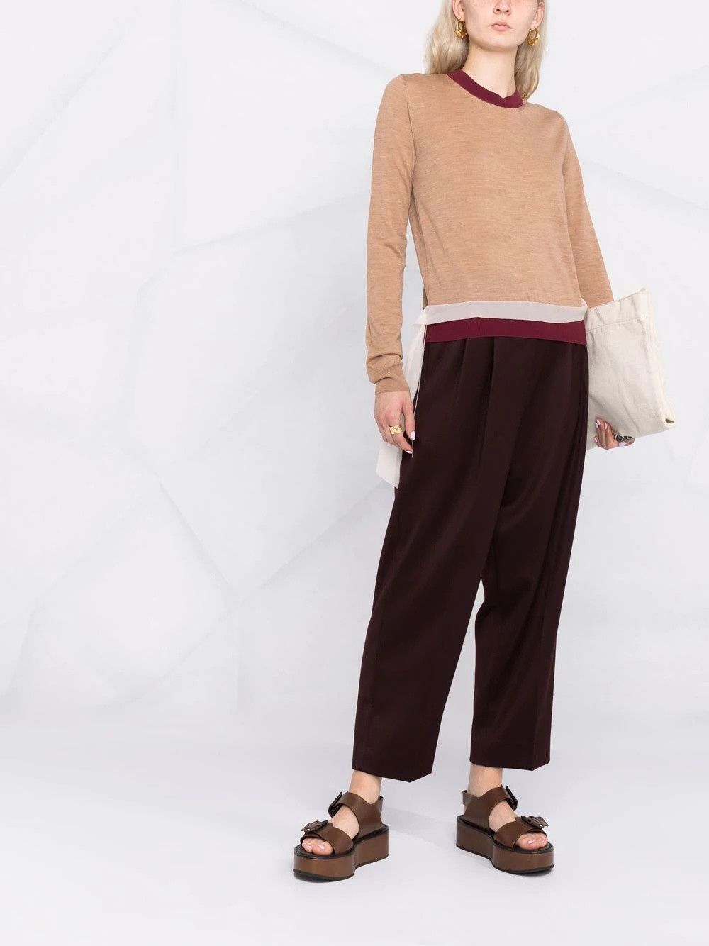 Maison Margiela o1y0625 Crewneck Sweater in Camel/Red Size L / US 10 / IT 46 - 4 Thumbnail