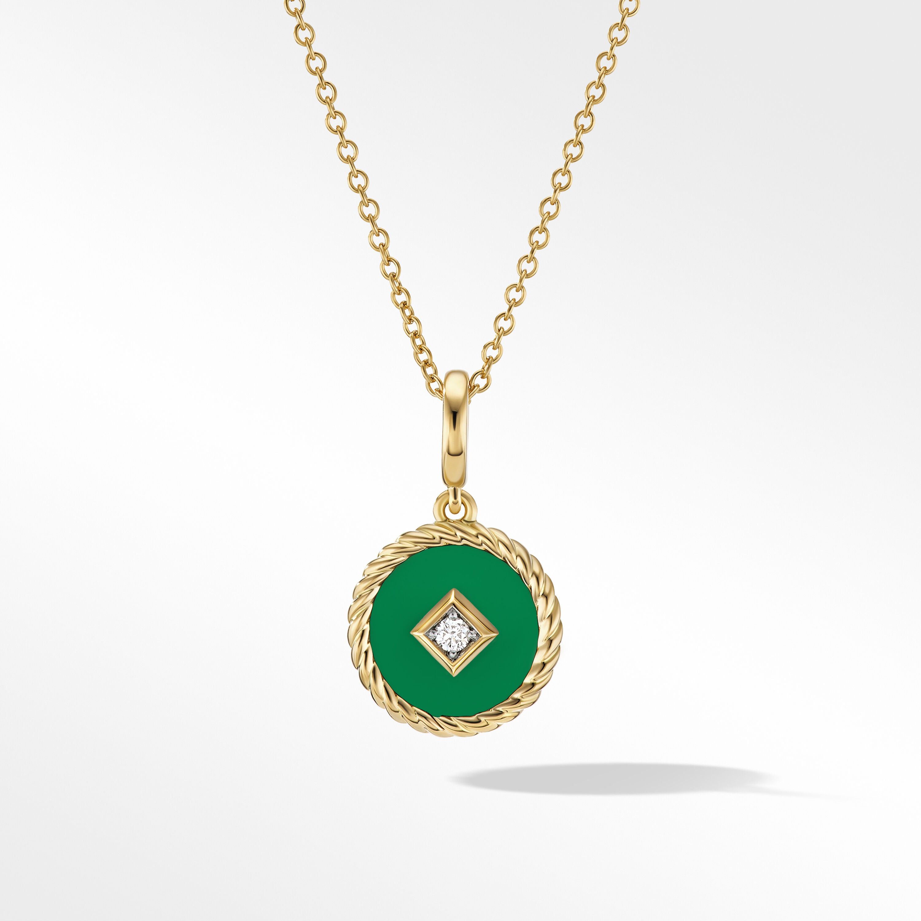 David Yurman o1w1db10325 Cable Collectibles Charm Necklace Green Enamel Size ONE SIZE - 1 Preview