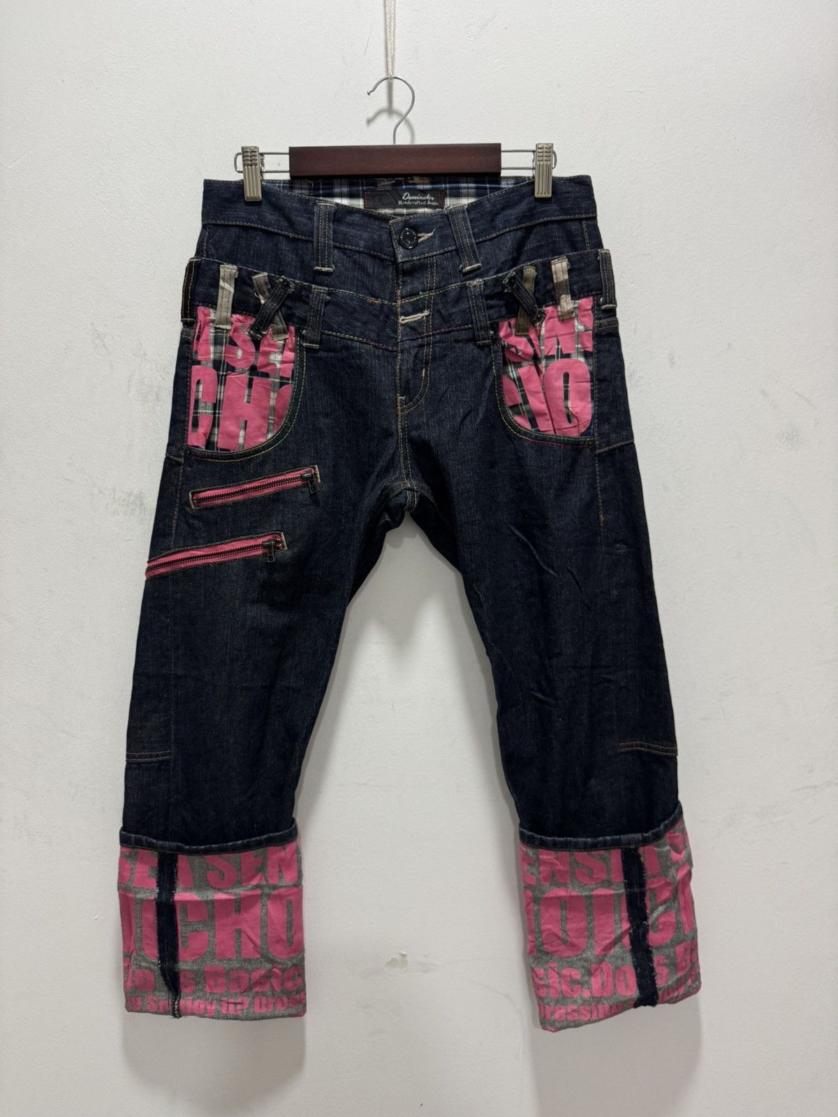 Japanese Brand VINTAGE DOMINATE DOUBLE WAIST CURVED PUNK STYLE DENIM Size US 30 / EU 46 - 2 Thumbnail