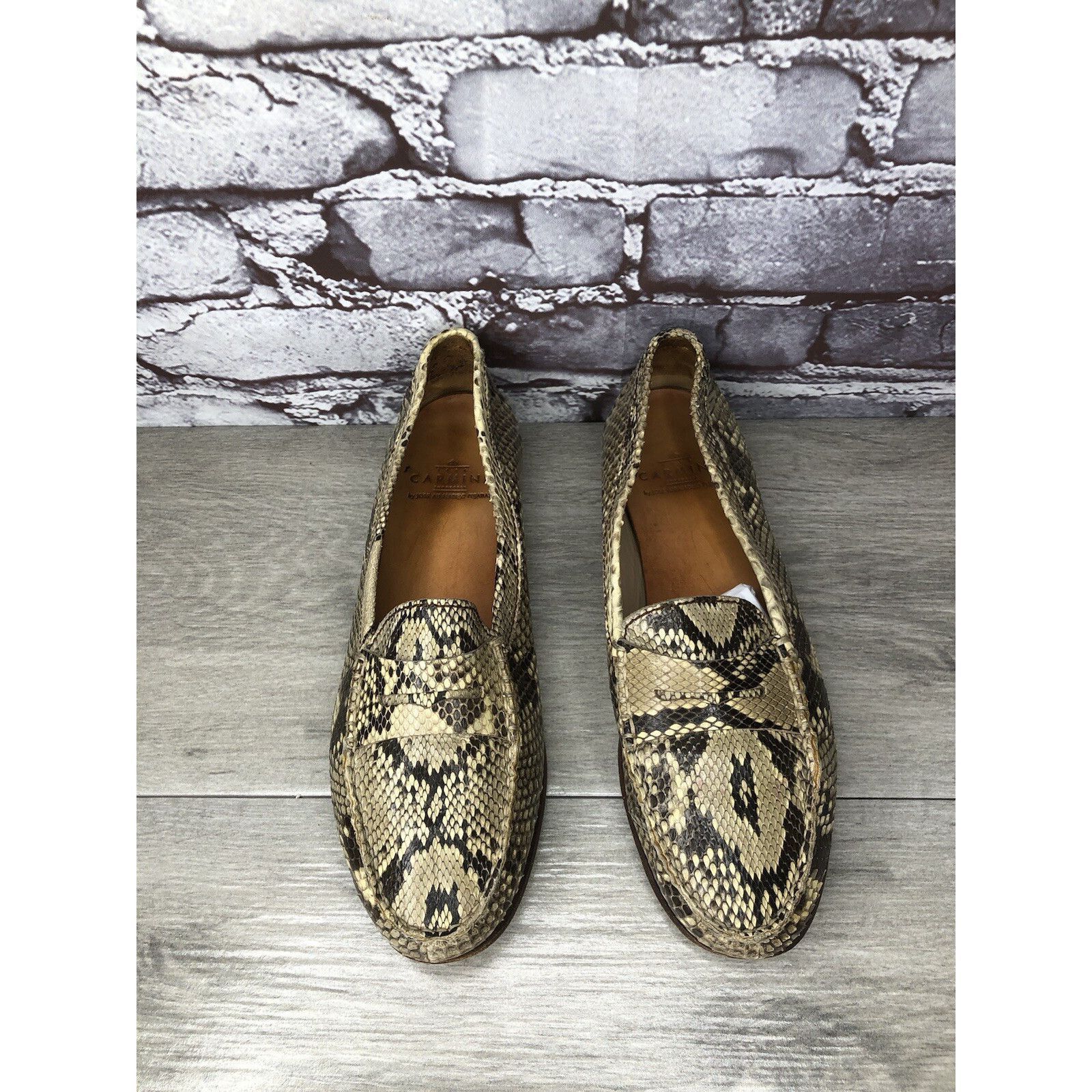 Carmina Carmina Cream Black Snakeskin Python Print Leather Women Sz Size US 6 / IT 36 - 1 Thumbnail