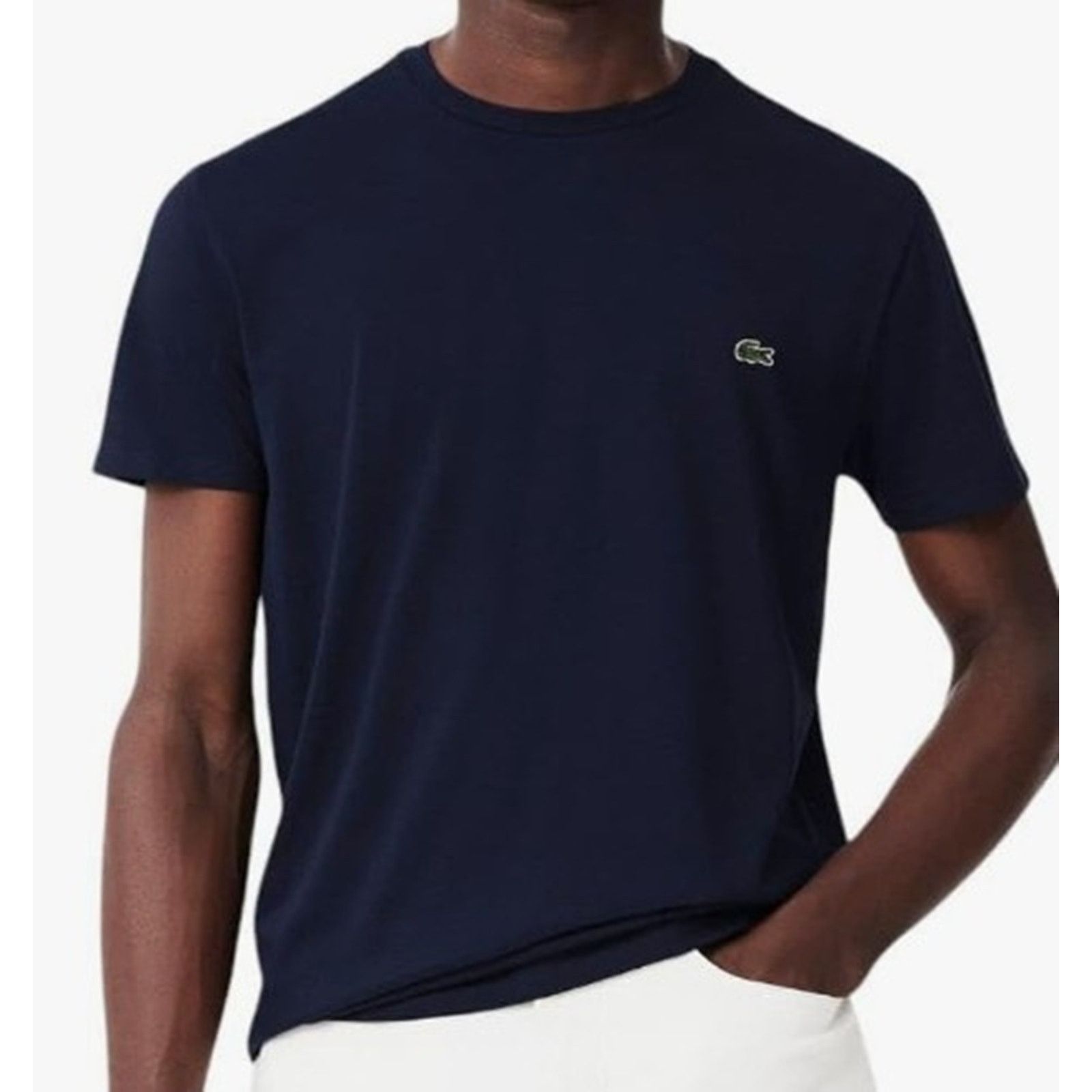 Lacoste Lacoste Men's Cotton Pima Jersey T-Shirt Navy Blue Medium Size US M / EU 48-50 / 2 - 1 Thumbnail
