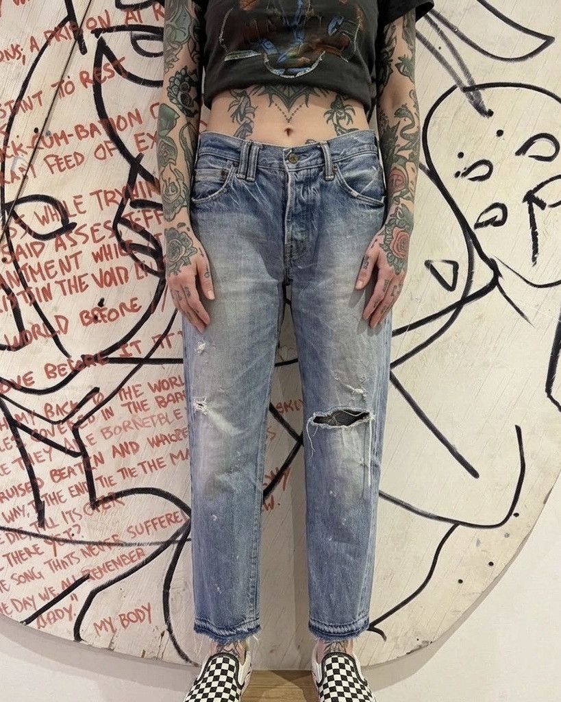 Chimala Chimala Mid Rise Distressed Japan Raw Denim Selvedge Jeans Size 27" / US 4 / IT 40 - 1 Thumbnail
