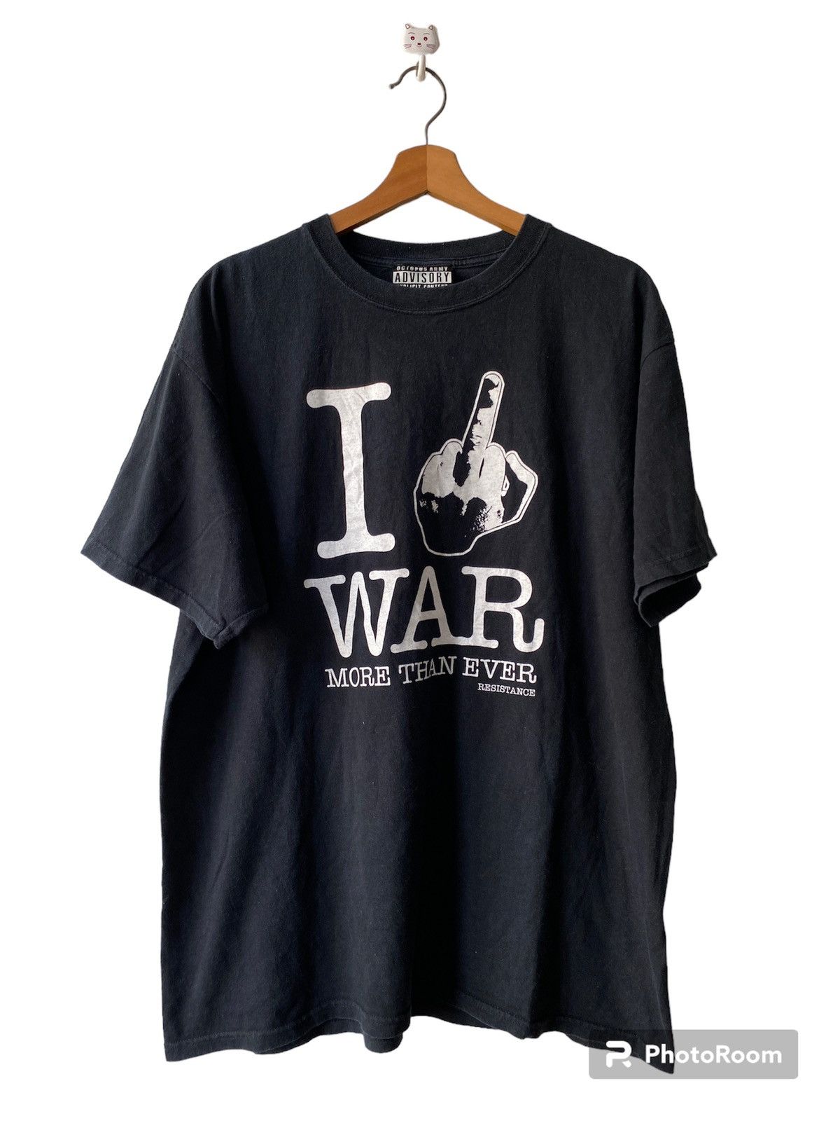 image of Vintage Octopus Army I Fuck War T Shirt in Black, Men's (Size XL)