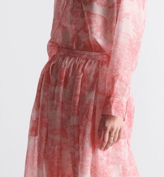 Dior o1w1db10925 441J90 Midi Skirt in White/Candy Pink Size 25" / US 0 / IT 36 - 5 Thumbnail