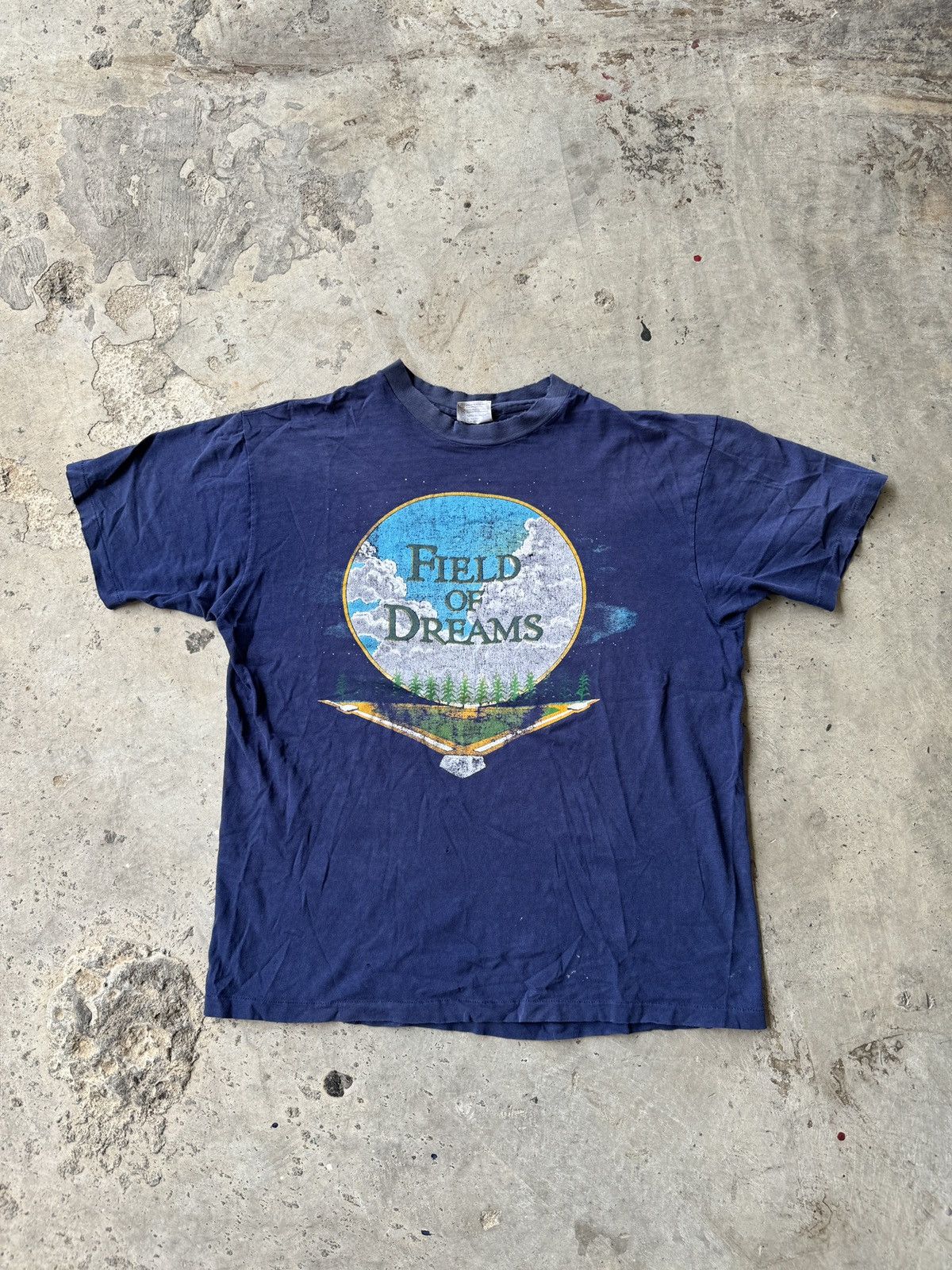 image of Made In USA x Movie VTG 1989 Baseball Field Of Dreams Promo Shirt in Blue, Men's (Size XL)