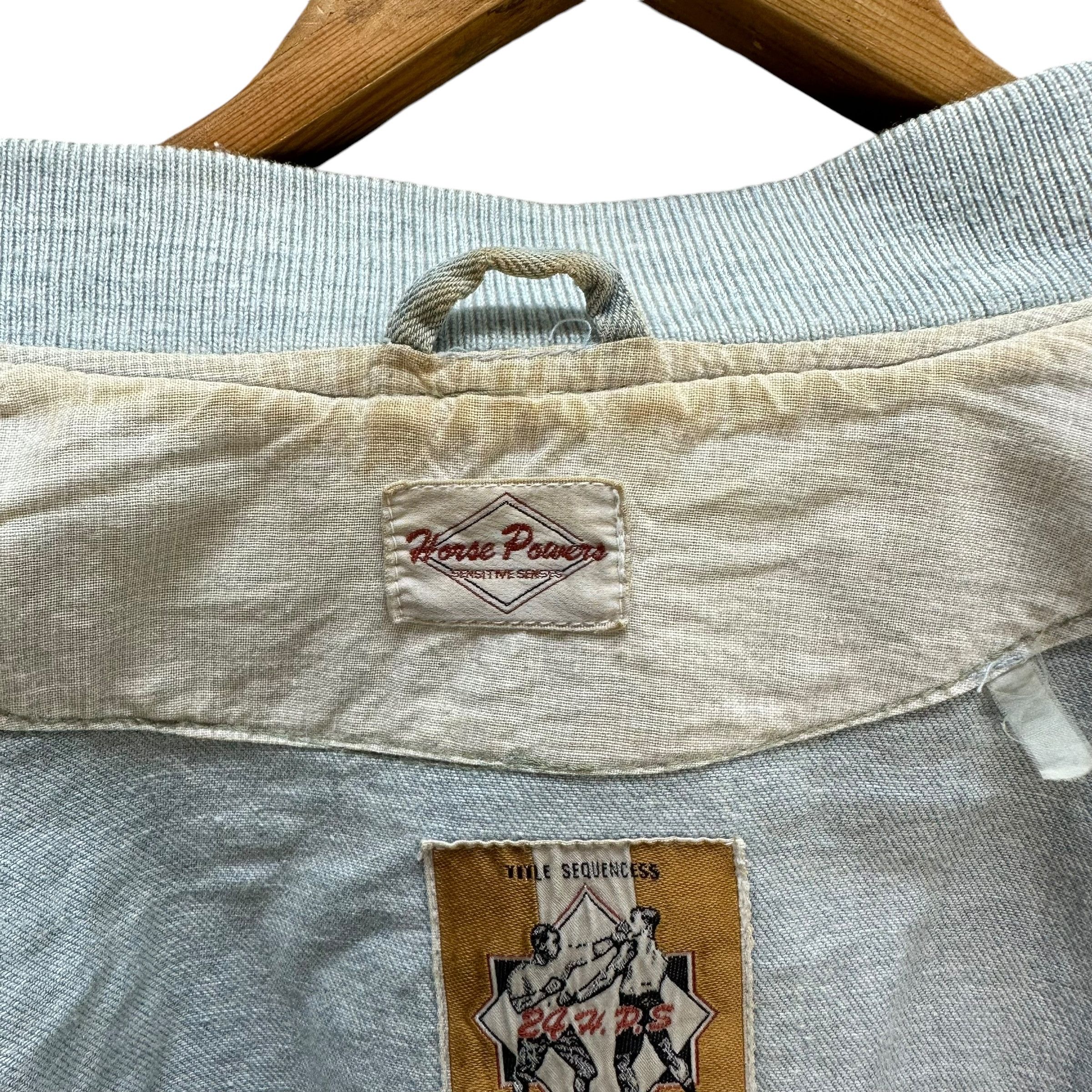 Vintage 90's HORSE POWERS 24 Denim Bomber Jacket #A60-1389 Size US XL / EU 56 / 4 - 11 Thumbnail