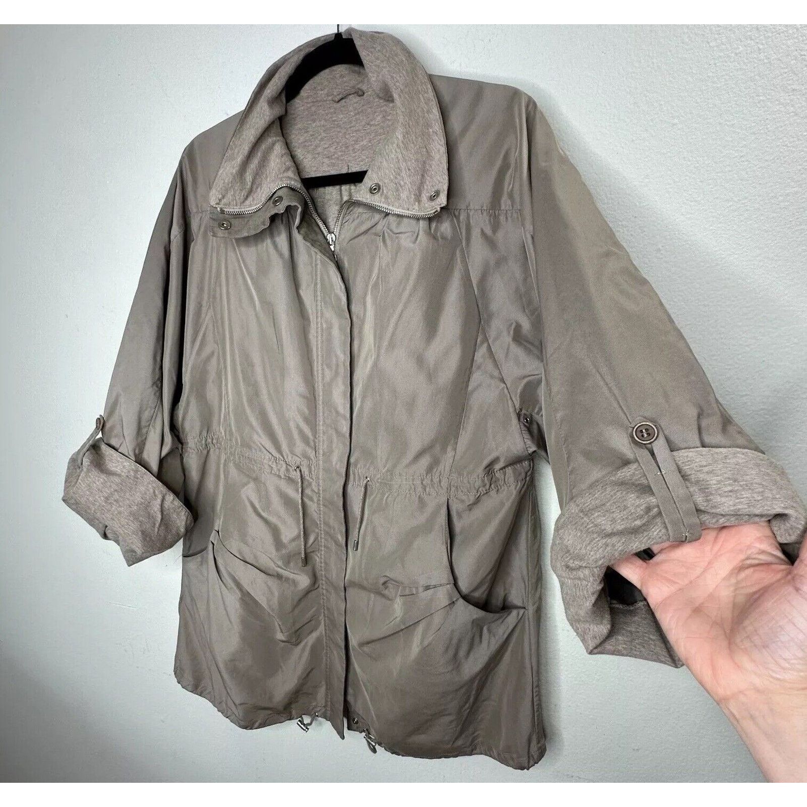 Brunello Cucinelli Brunello Cucinelli Taupe Snap Zip Cinch-Waist Jacket 46 Size L / US 10 / IT 46 - 1 Thumbnail