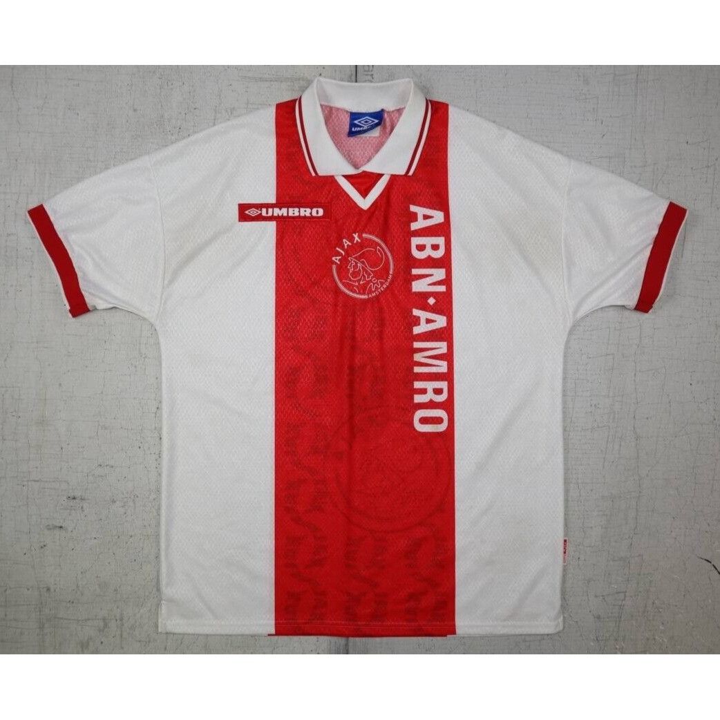 Umbro Vtg Ajax Amsterdam ABN AMBRO Umbro Home Polo Style Jersey XL Size US XL / EU 56 / 4 - 1 Thumbnail