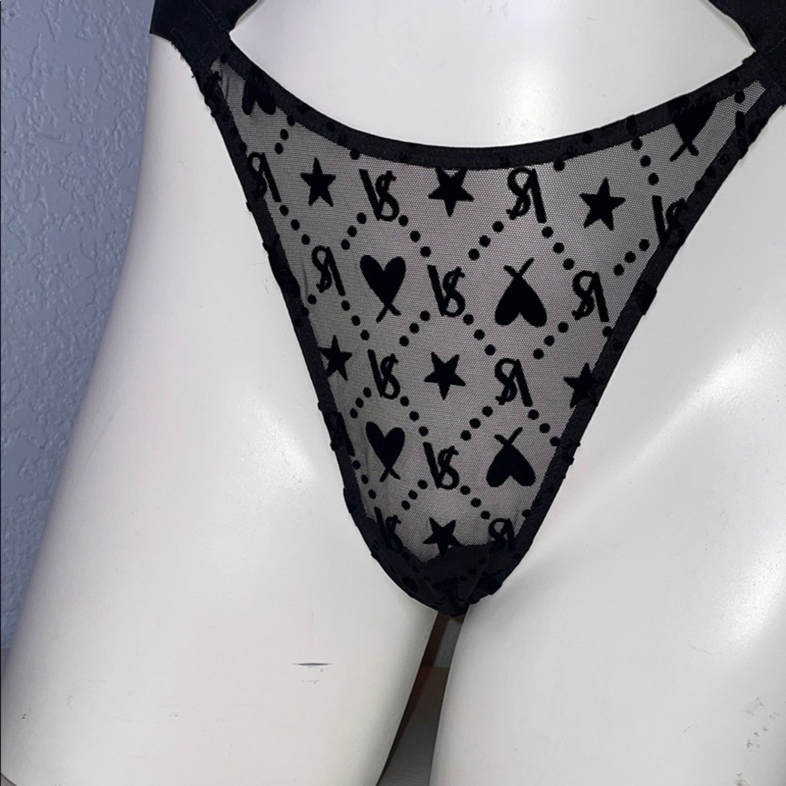 Victoria's Secret Victoria’s Secret Brazilian Thong Black Strappy VS Signature Size ONE SIZE - 10 Thumbnail