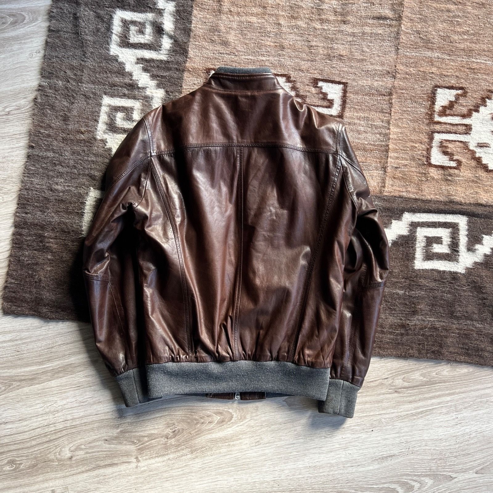 Leather Barba Napoli Leather Bomber Jacket Handmade 9771AC Size US M / EU 48-50 / 2 - 7 Thumbnail