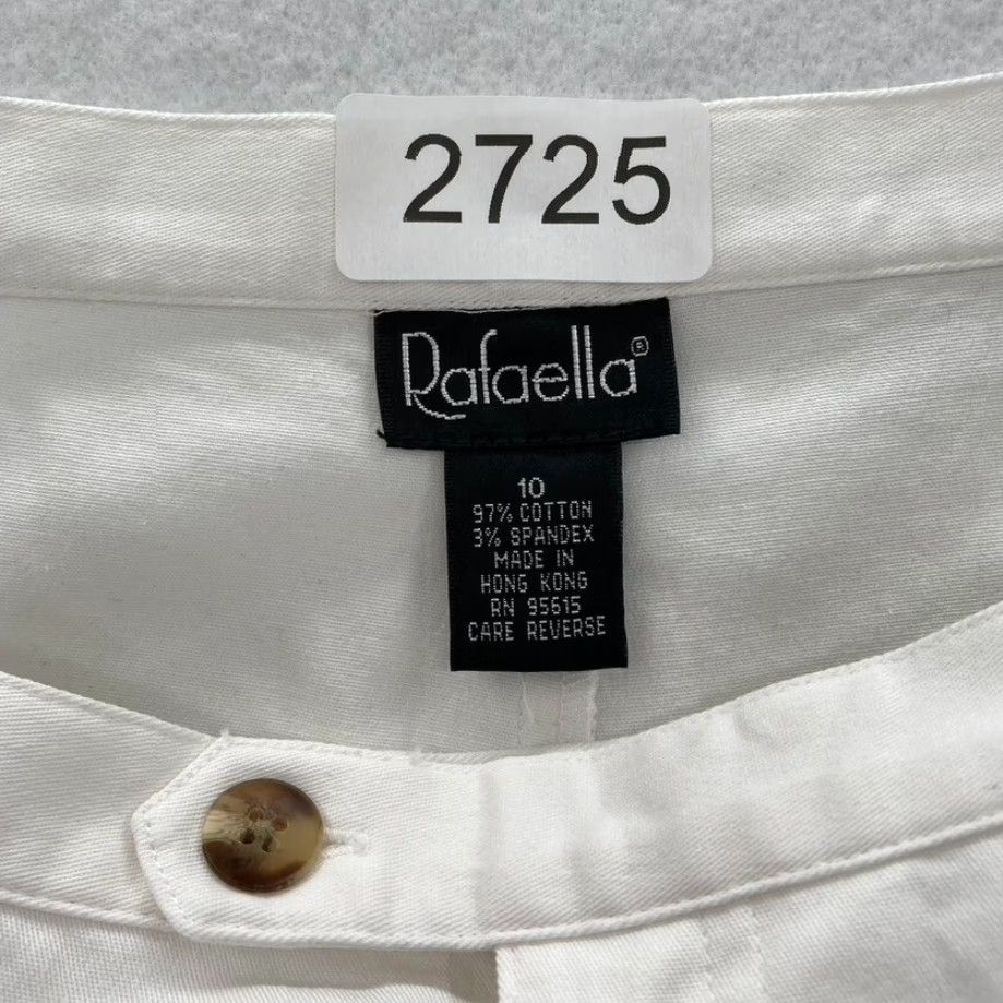 Vintage Rafaella Pants White Stretch Twill Straight Leg High Rise 10 NWT Womens Dress Pants Regular Inseam 23 in Size 32" / US 10 / IT 46 - 5 Thumbnail
