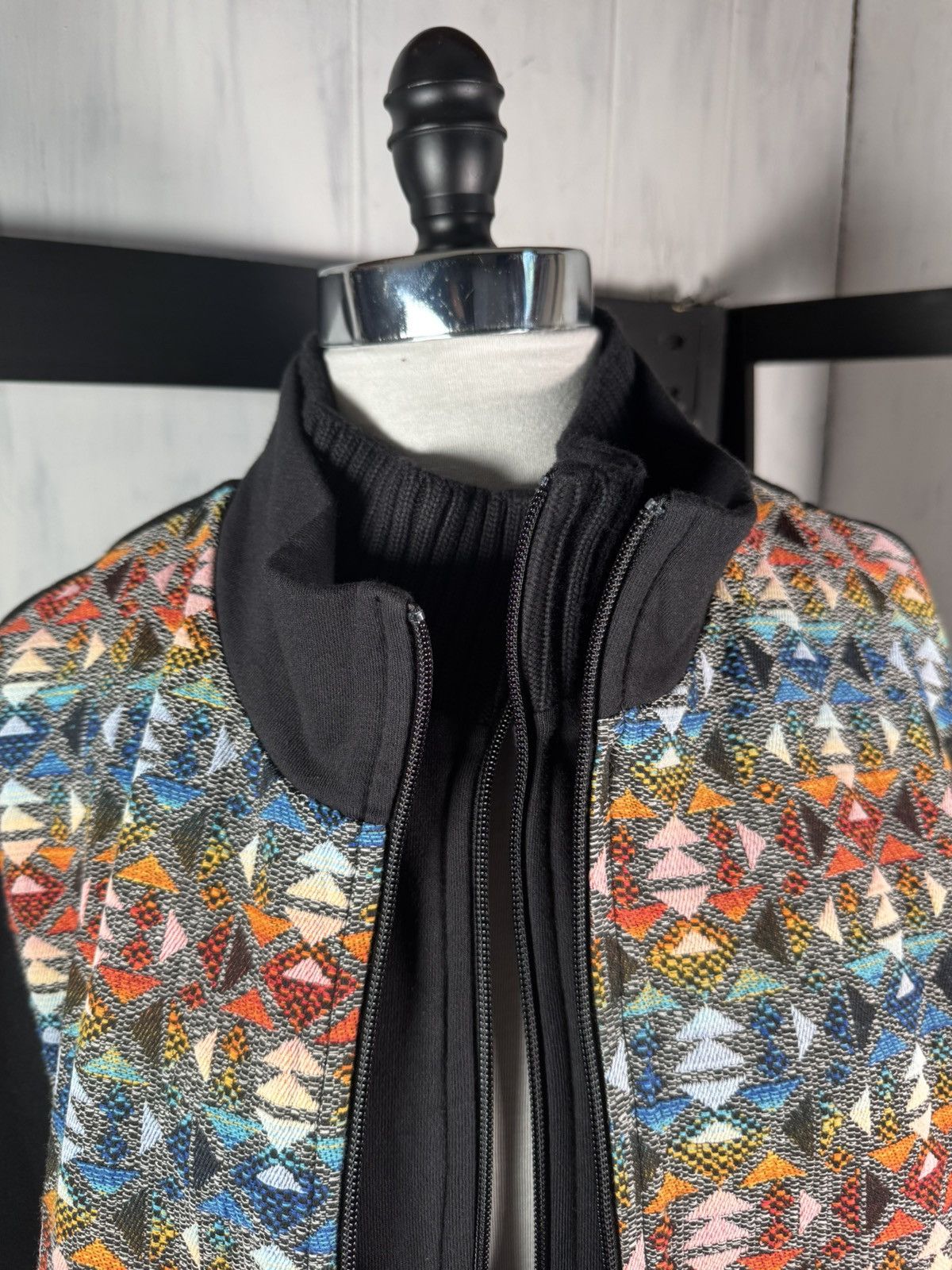 ato ATO Berlin Black 2 Front Zips Tribal Knit Sweatshirt Jacket Size XL / US 12-14 / IT 48-50 - 4 Thumbnail