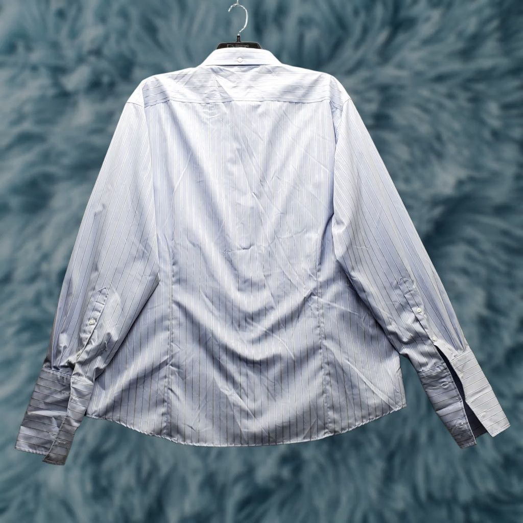 Egara Egara Mens Dress Shirt 3X Pinstripe Non-Iron French Cuff Collared Button Up Size 48R - 1 Thumbnail