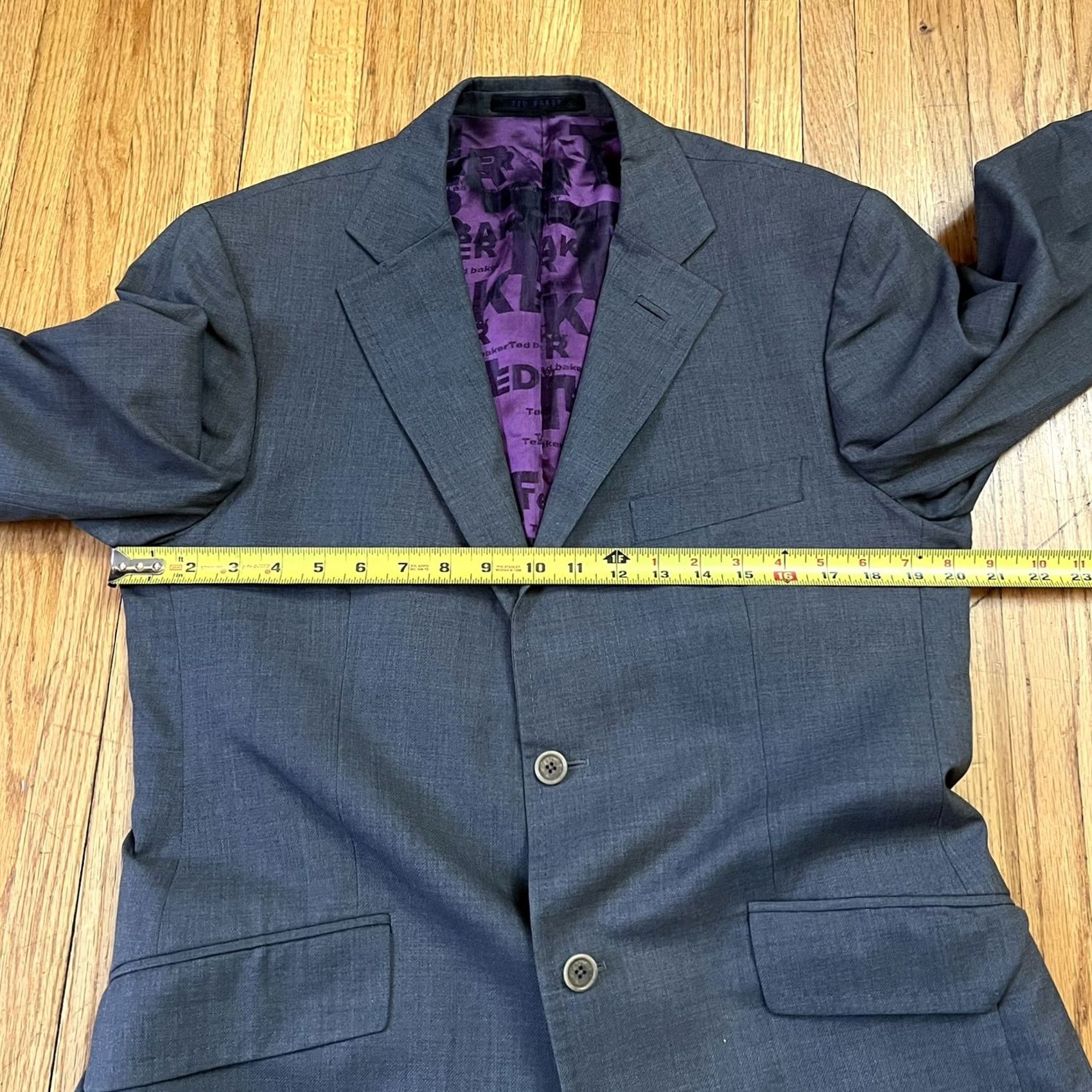 Ted Baker TED BAKER Suit Blazer Sport Coat Jacket 40R Gray Wool Lined Mens Size 40R - 6 Thumbnail
