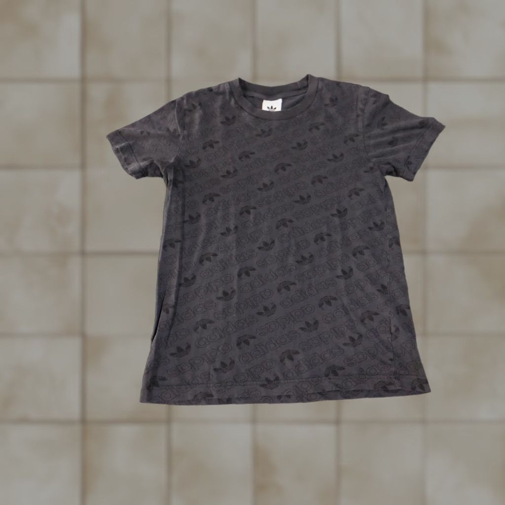 Adidas Adidas Shirt Mens Medium Black Gray Trefoil Allover Monogram Originals Tee Logo Size US M / EU 48-50 / 2 - 1 Thumbnail