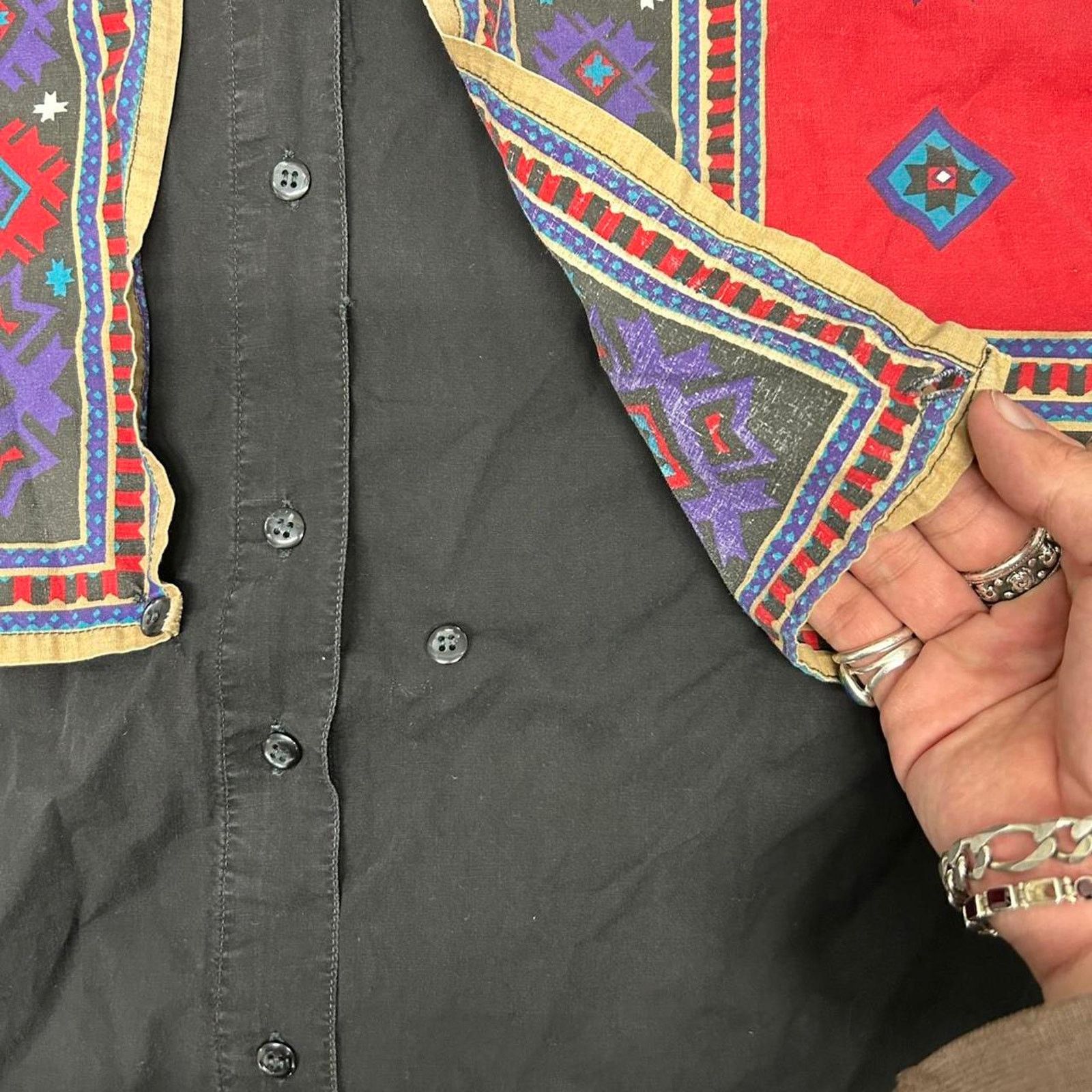 Other VTG 80s/90s Black and red western style button up shirt Size M / US 6-8 / IT 42-44 - 4 Thumbnail